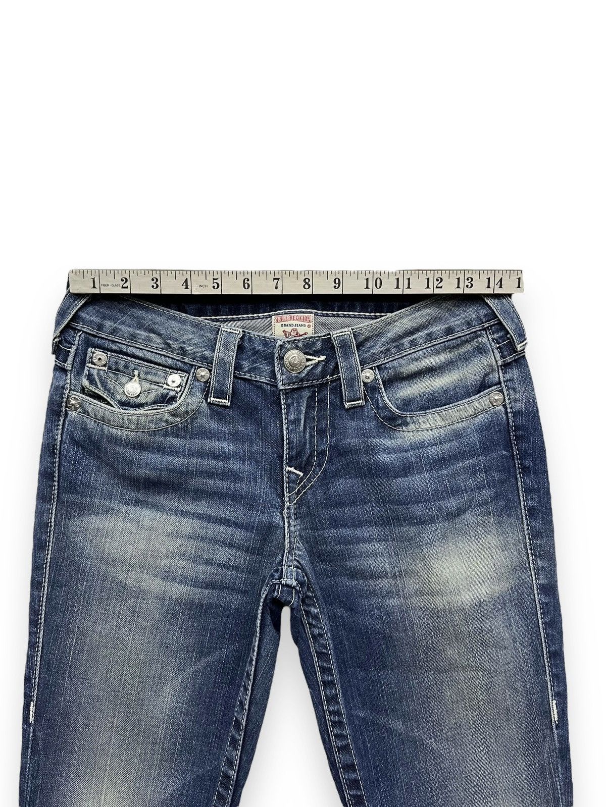 Swarovski 🔥VTG TRUE RELIGION BECKY x SWAROVSKI GEMSTONE Stretch FLARE Size 28" / US 6 / IT 42 - 18 Thumbnail