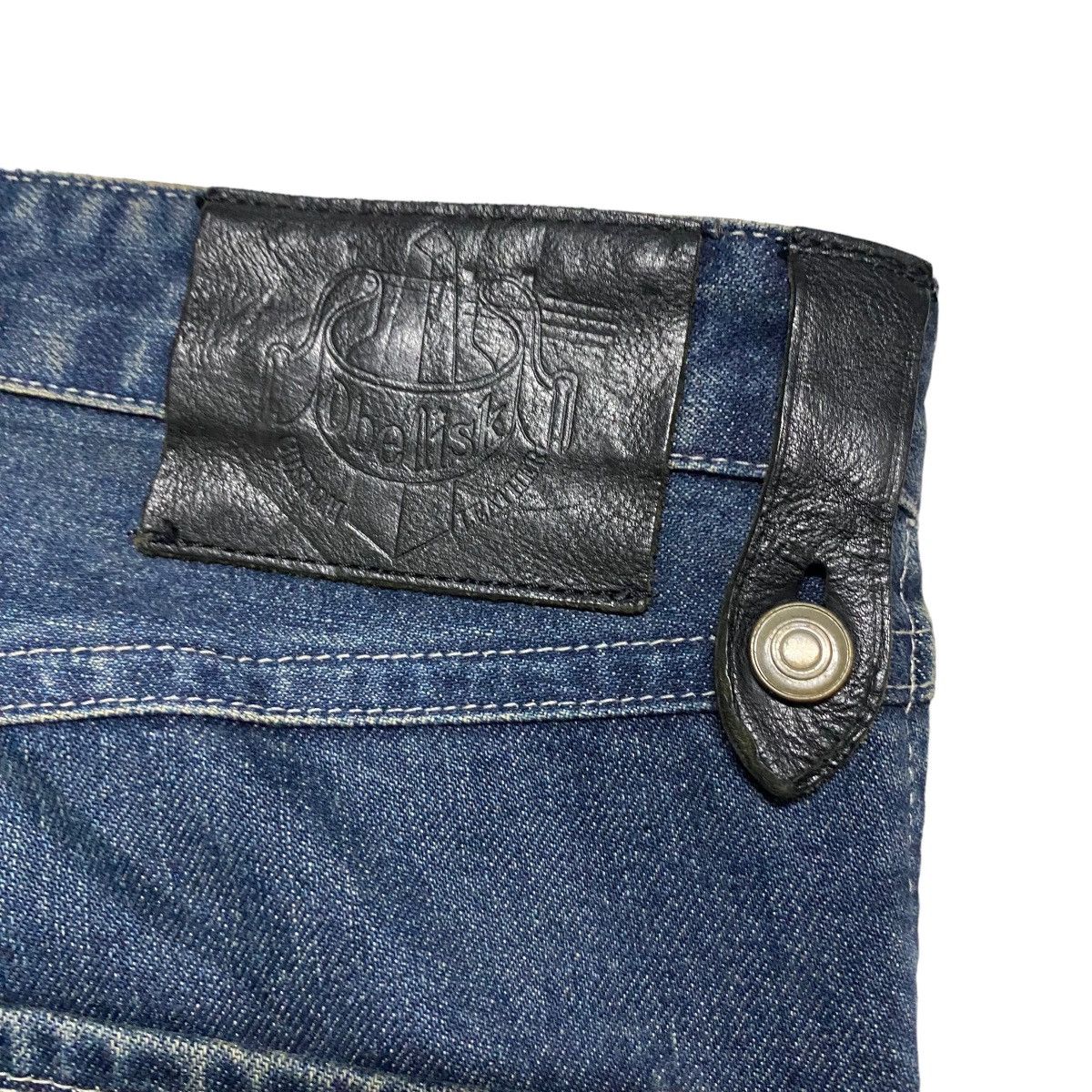 OBELISK Denim Cowboy Pocket Leather Flare Jeans