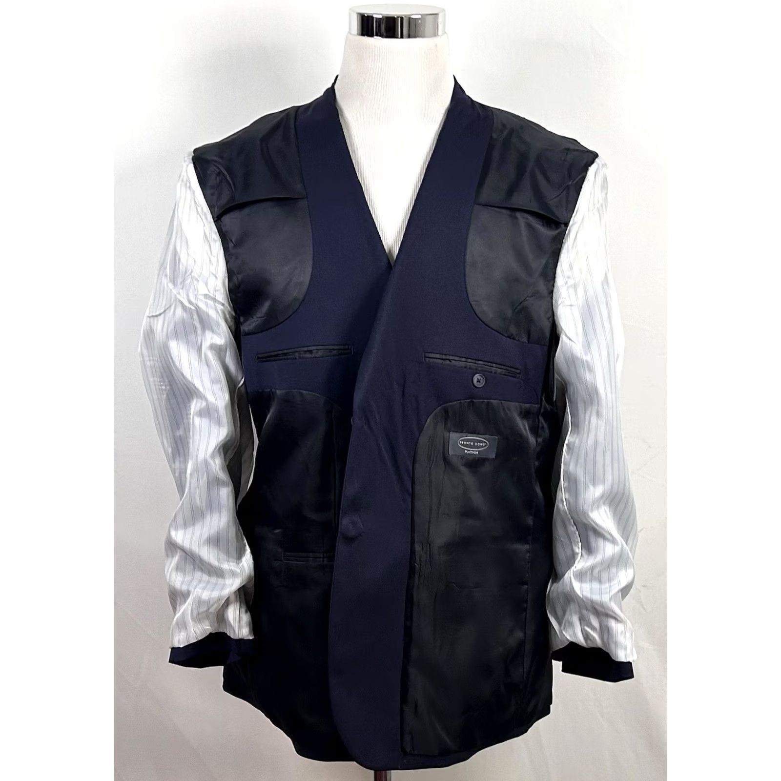 Pronto Uomo Pronto Uomo Sport Coat 46R Dark Blue Wool Two Button Double Vented Mens Size US XS / EU 42 / 0 - 7 Thumbnail
