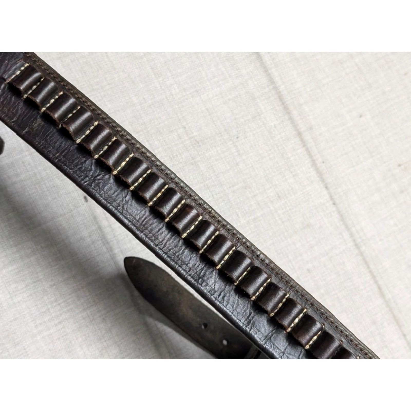 Vintage VINTAGE western belt belt brown leather cowhide Trailrider 38/40 Ranger Shotgun Cartridge Belt Mens Size 38 - 5 Thumbnail