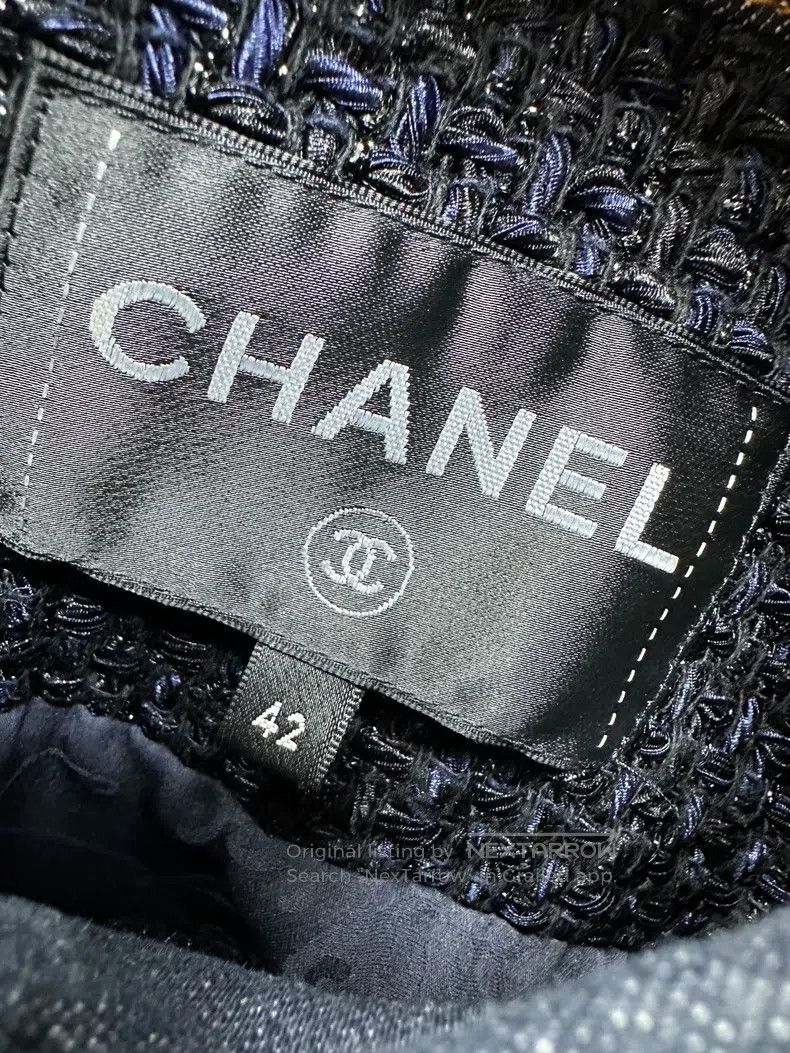 Chanel Chanel 18P dark blue fine glitter thick tweed denim two-p Size M / US 6-8 / IT 42-44 - 5 Thumbnail