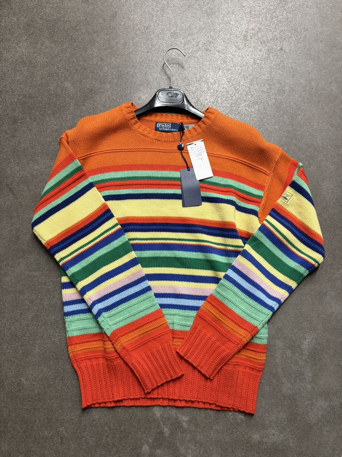 Polo Ralph Lauren Orange Striped Cotton Linen Sweater Ralph Lauren S Size US S / EU 44-46 / 1 - 1 Thumbnail