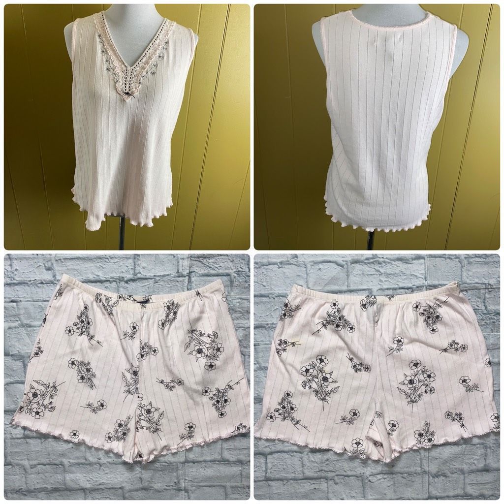 Liz Claiborne Liz Claiborne women M/L floral print tank top & shorts pajama set light pink Size ONE SIZE - 1 Thumbnail