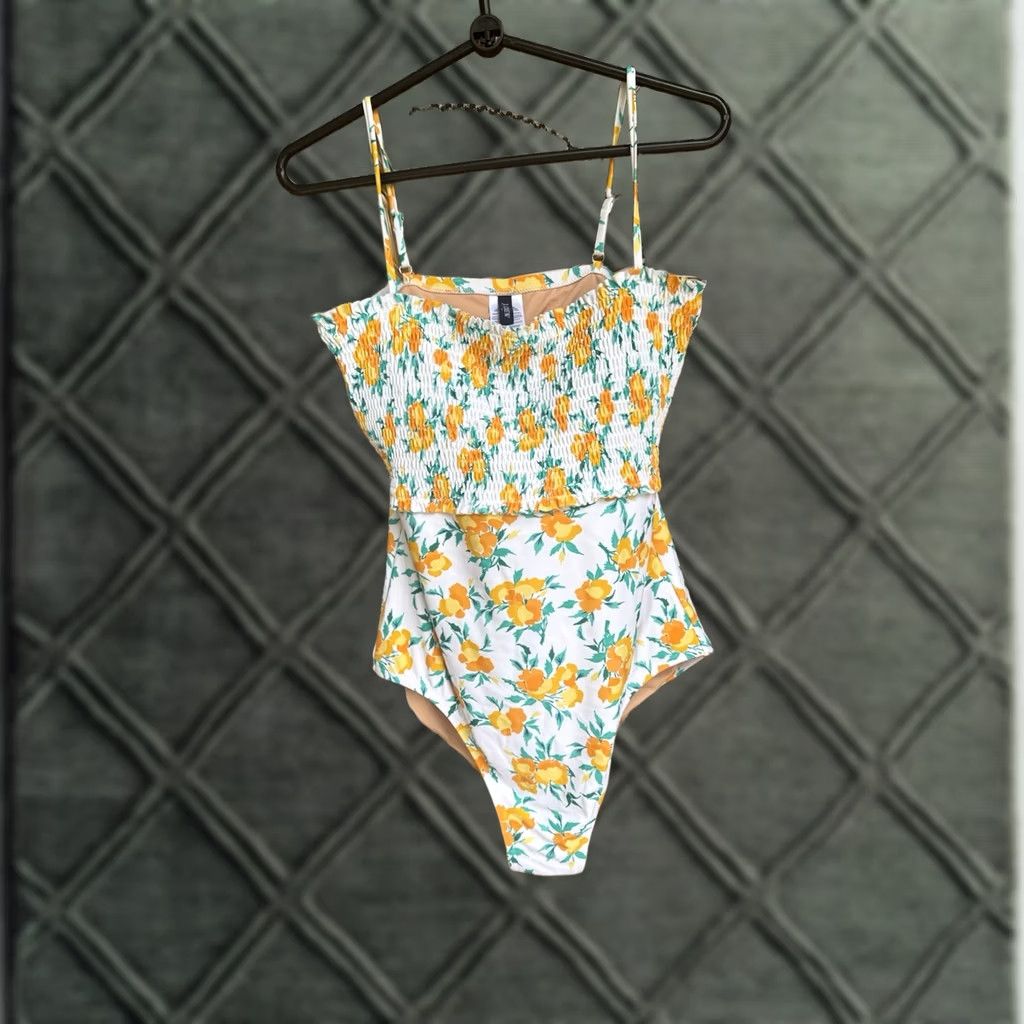 J.Crew J. Crew Factory One Piece Swimsuit Floral Smocked Yellow M Women Medium Size ONE SIZE - 1 Thumbnail