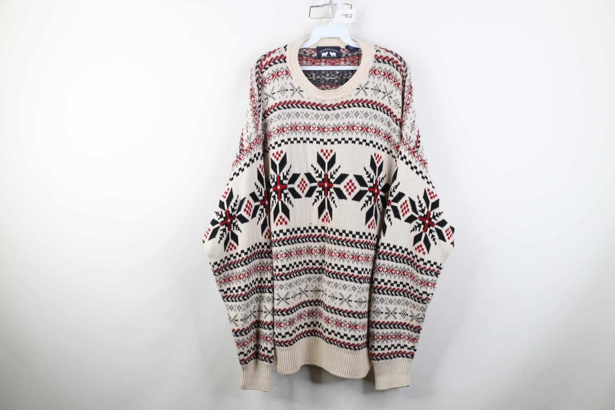 Vintage Vintage 90s Streetwear Knit Fair Isle Snowflake Sweater Size US XL / EU 56 / 4 - 1 Thumbnail