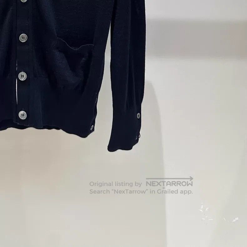Thom Browne Thom Browne Classic Four Stripe Wool Cardigan in Dark Blue Size US M / EU 48-50 / 2 - 3 Thumbnail