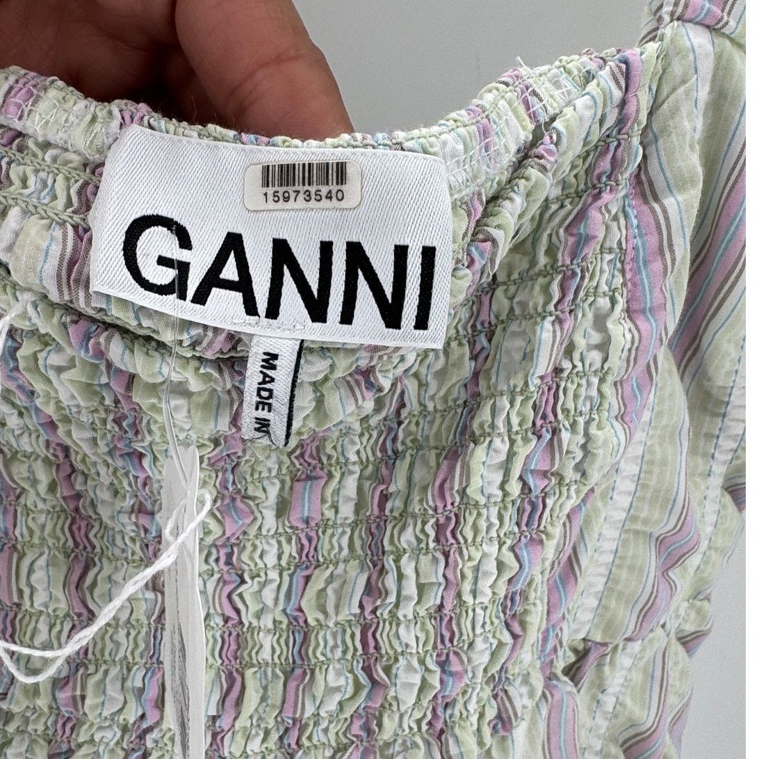 Ganni Ganni stripe seersucker green purple babydoll dress sz 38/6 Size M / US 6-8 / IT 42-44 - 5 Thumbnail