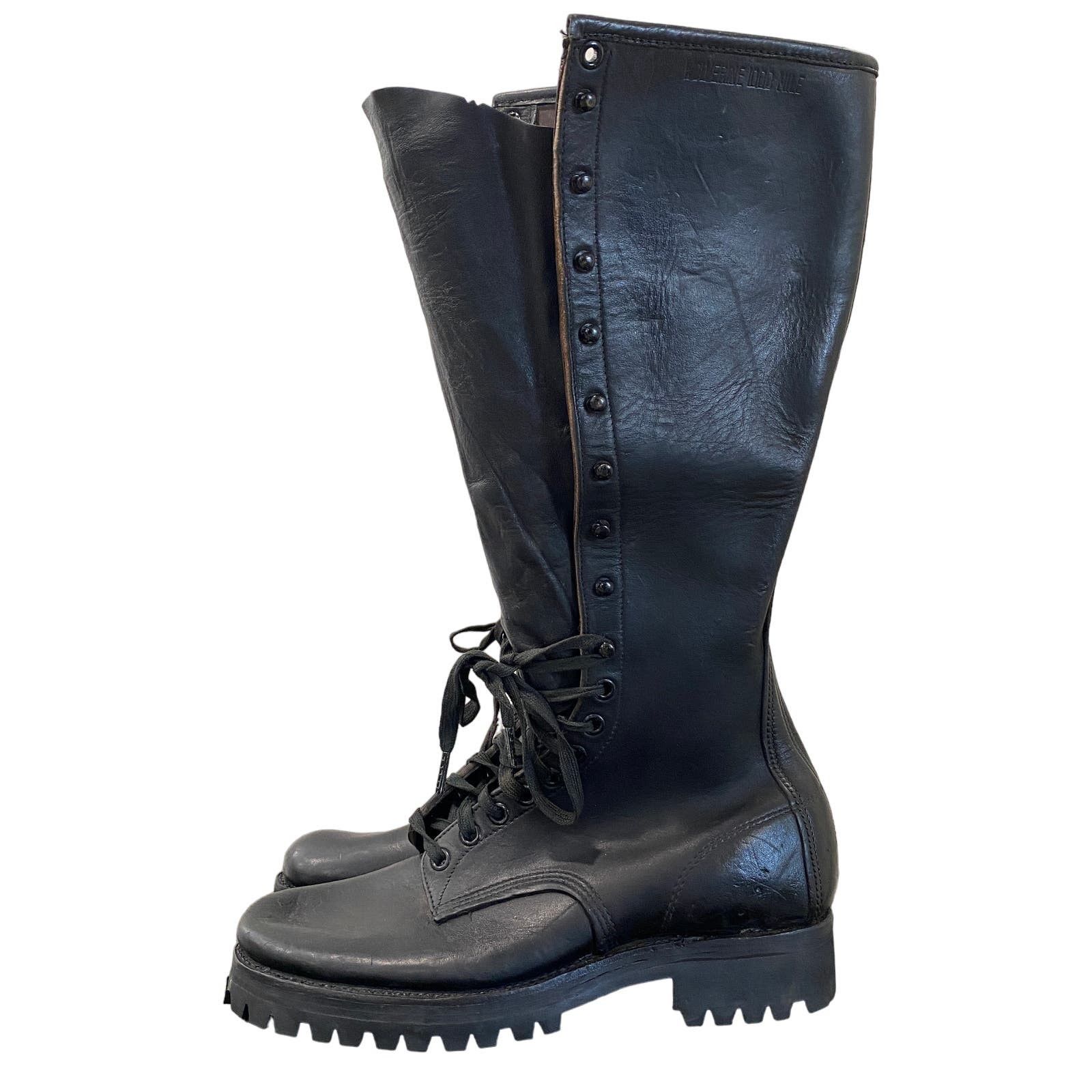 image of Vintage x Wolverine VTG Wolverine 1000 Mile Lace Up Black Leather Boots Men's 7
