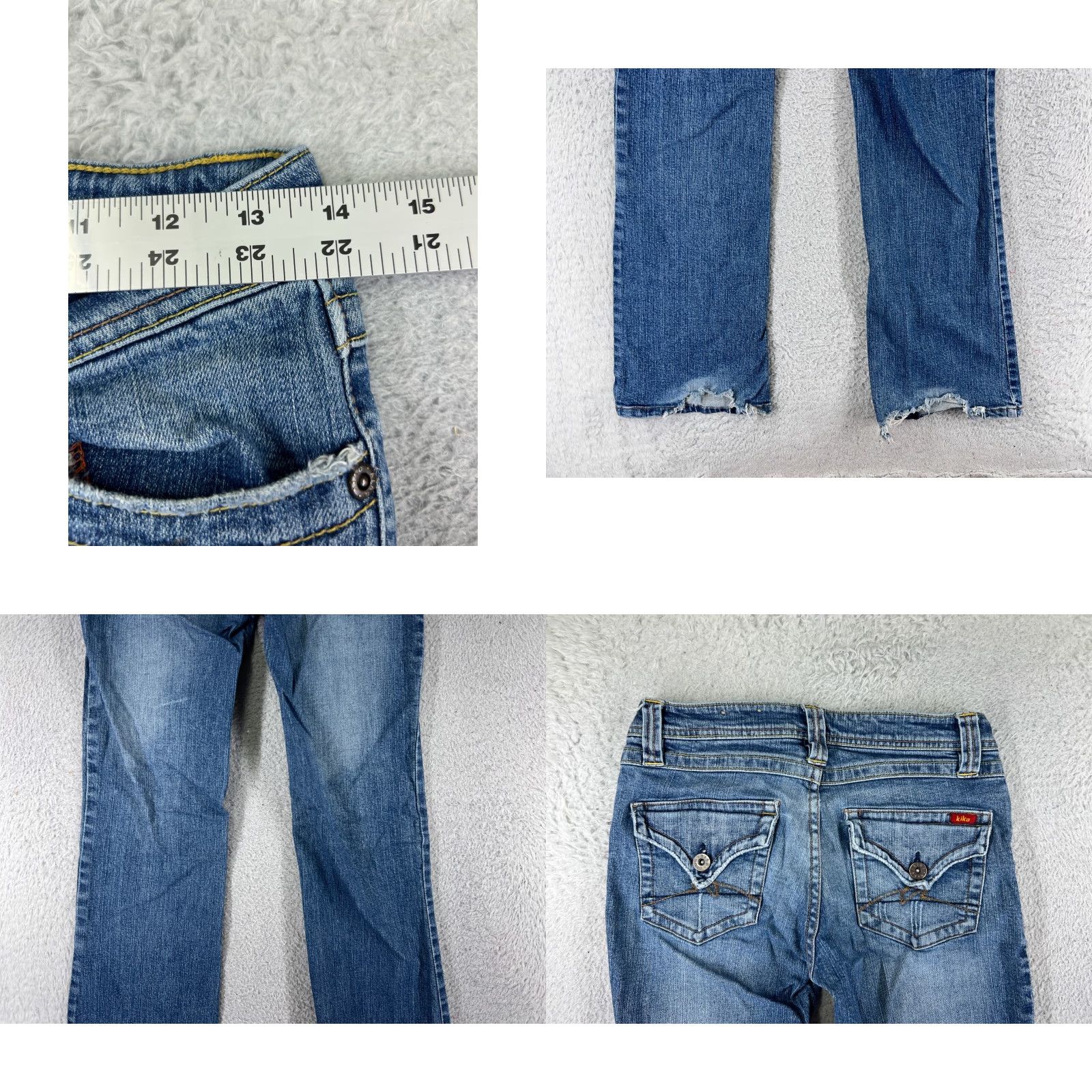 Denime Kika Jeans Womens 3 Blue Denim Flared Low Rise 5-Pocket Stretch Cotton Size 26" / US 2 / IT 38 - 9 Thumbnail