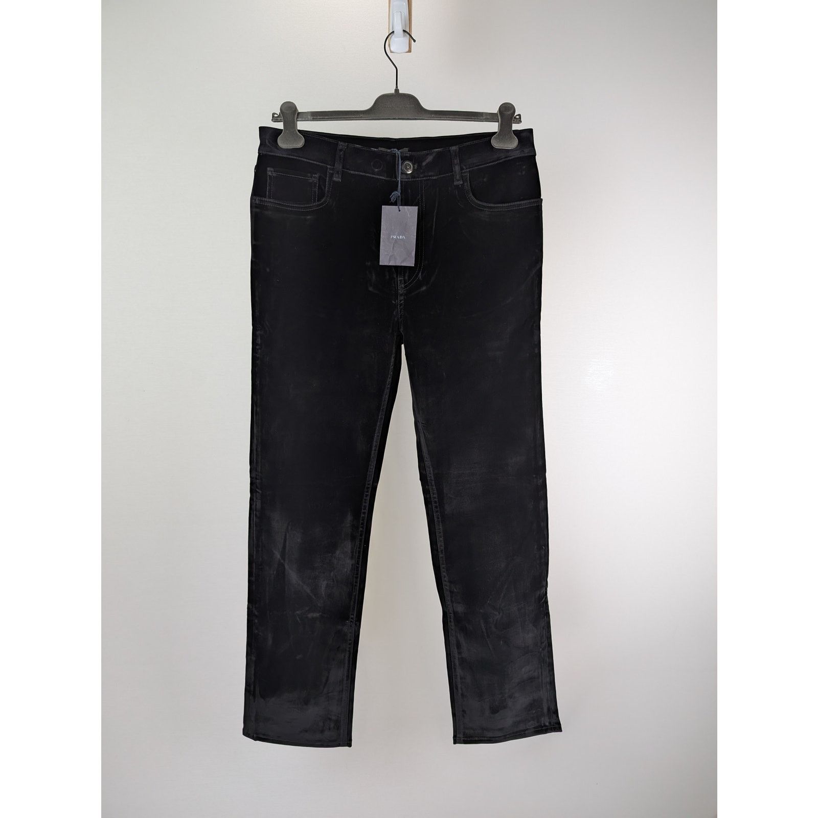 Prada o1rshd1 Velvet Denim Jean Pants in Nero 36 Size US 36 / EU 52 - 2 Thumbnail