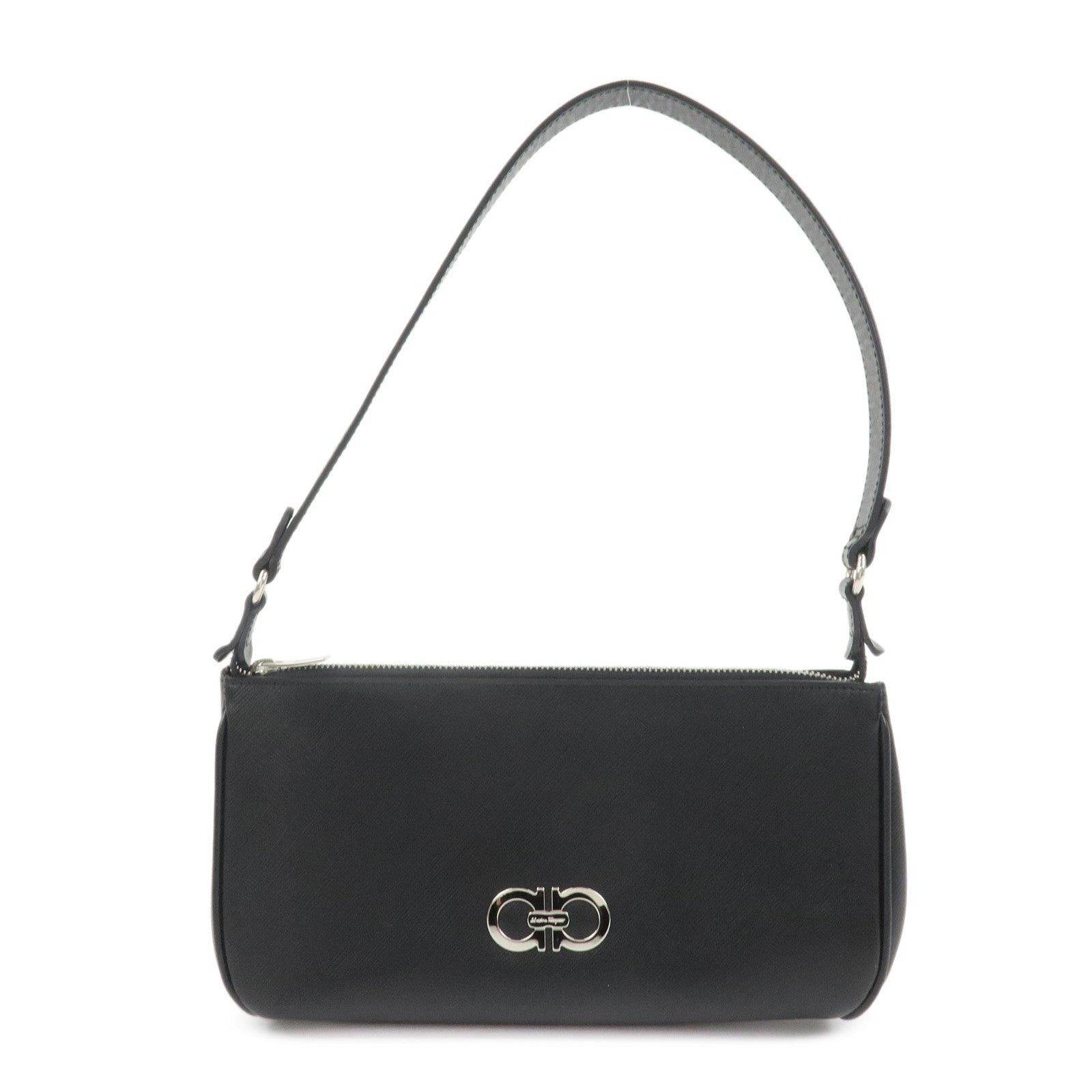 Salvatore Ferragamo Ferragamo Gancini Leather Shoulder Bag Black Size ONE SIZE - 1 Thumbnail