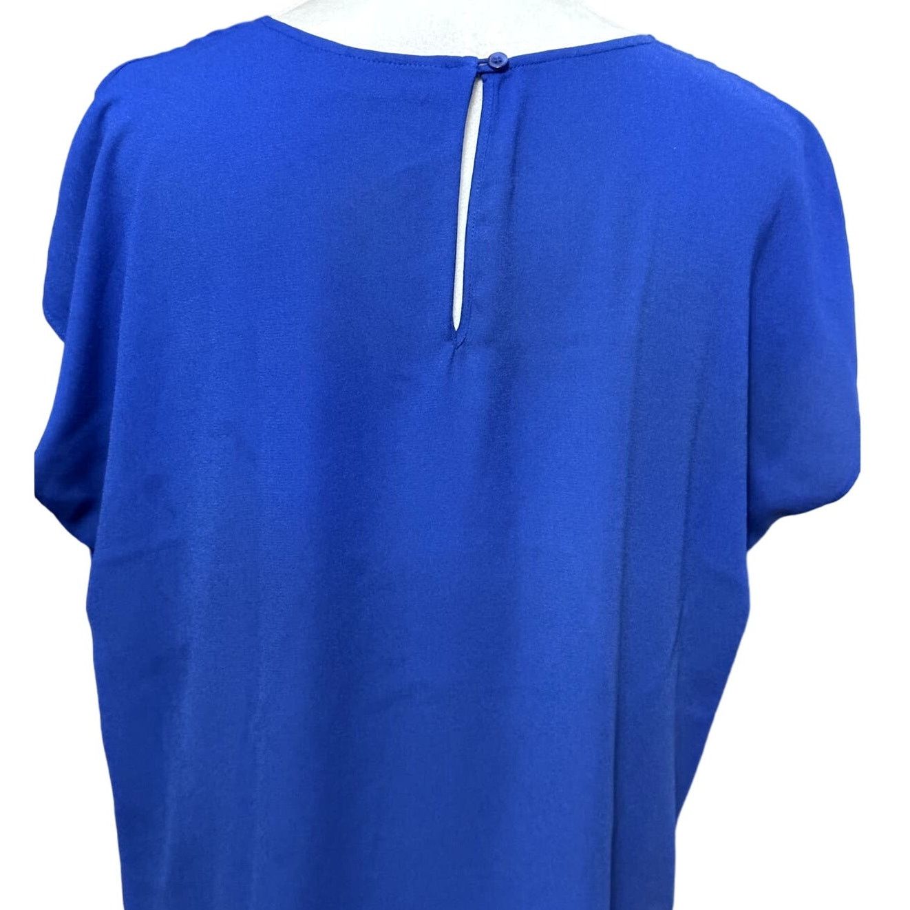 Other Halogen Blouse Cap Sleeve Jewel Neckline Blue Size 1X NWOT Size XL / US 12-14 / IT 48-50 - 5 Thumbnail