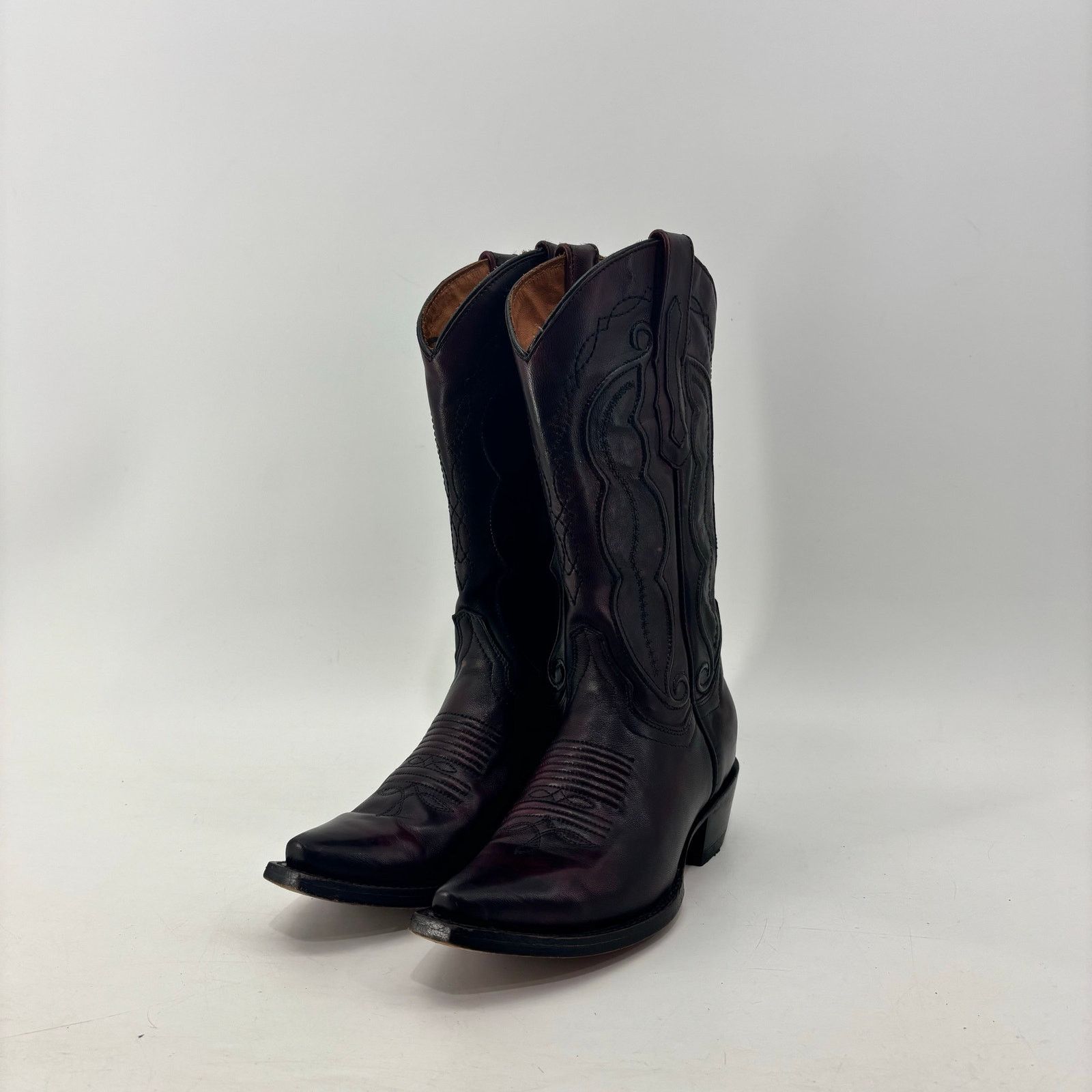 Vintage Vaccari Cowboy Boots Burgundy Plum Size 6.5 Leather Classic Size US 6.5 / IT 36.5 - 14 Thumbnail