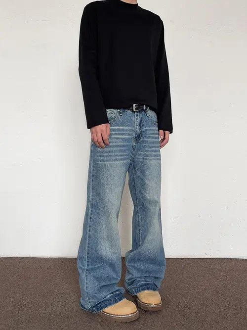 VIBE Blue Baggy Wide Leg Jeans Size US 30 / EU 46 - 1 Thumbnail