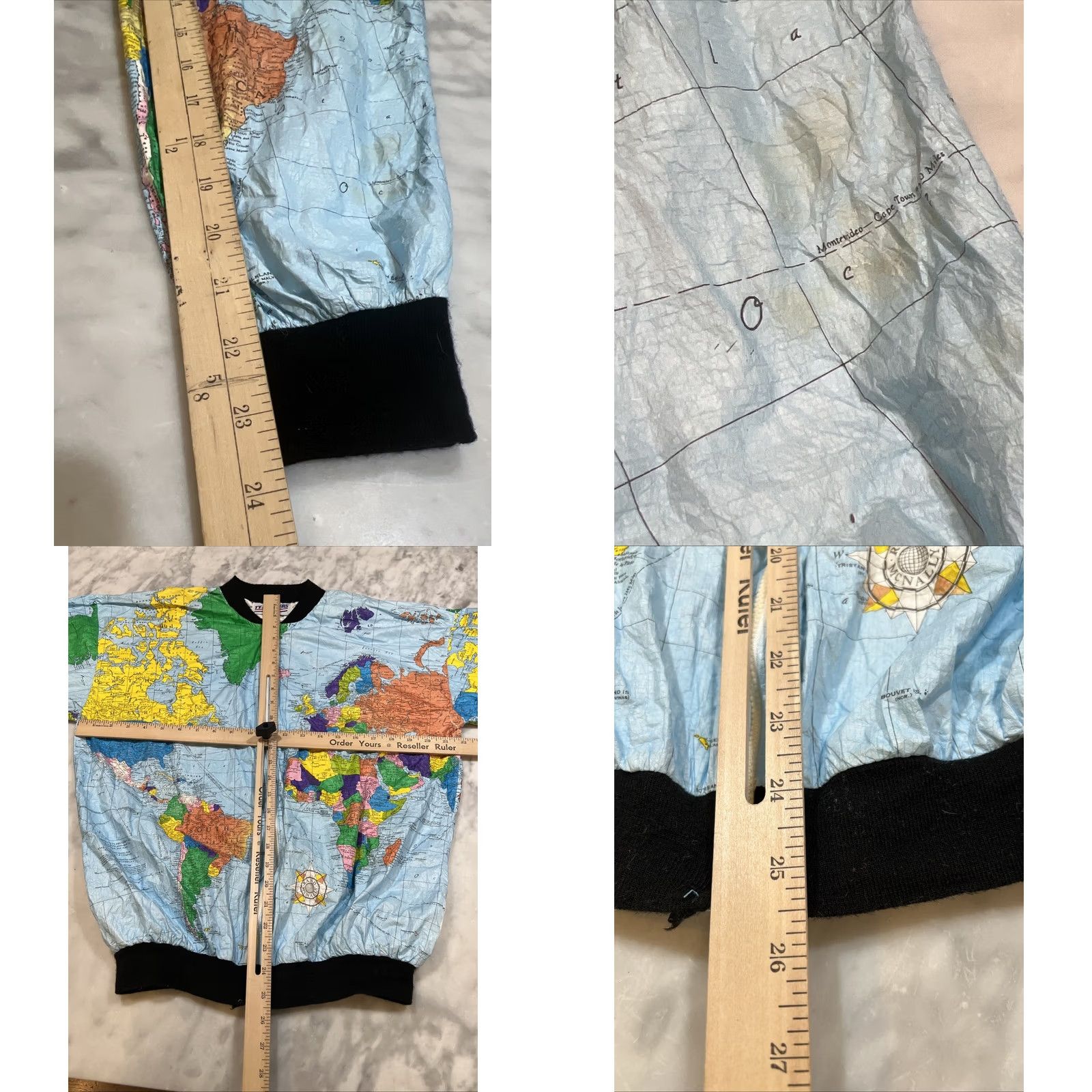 Vintage VTG 80s Ty Breakers Tyvek World Map Windbreaker Medium AllOver Print Kurt Cobain Size US 31 - 9 Thumbnail