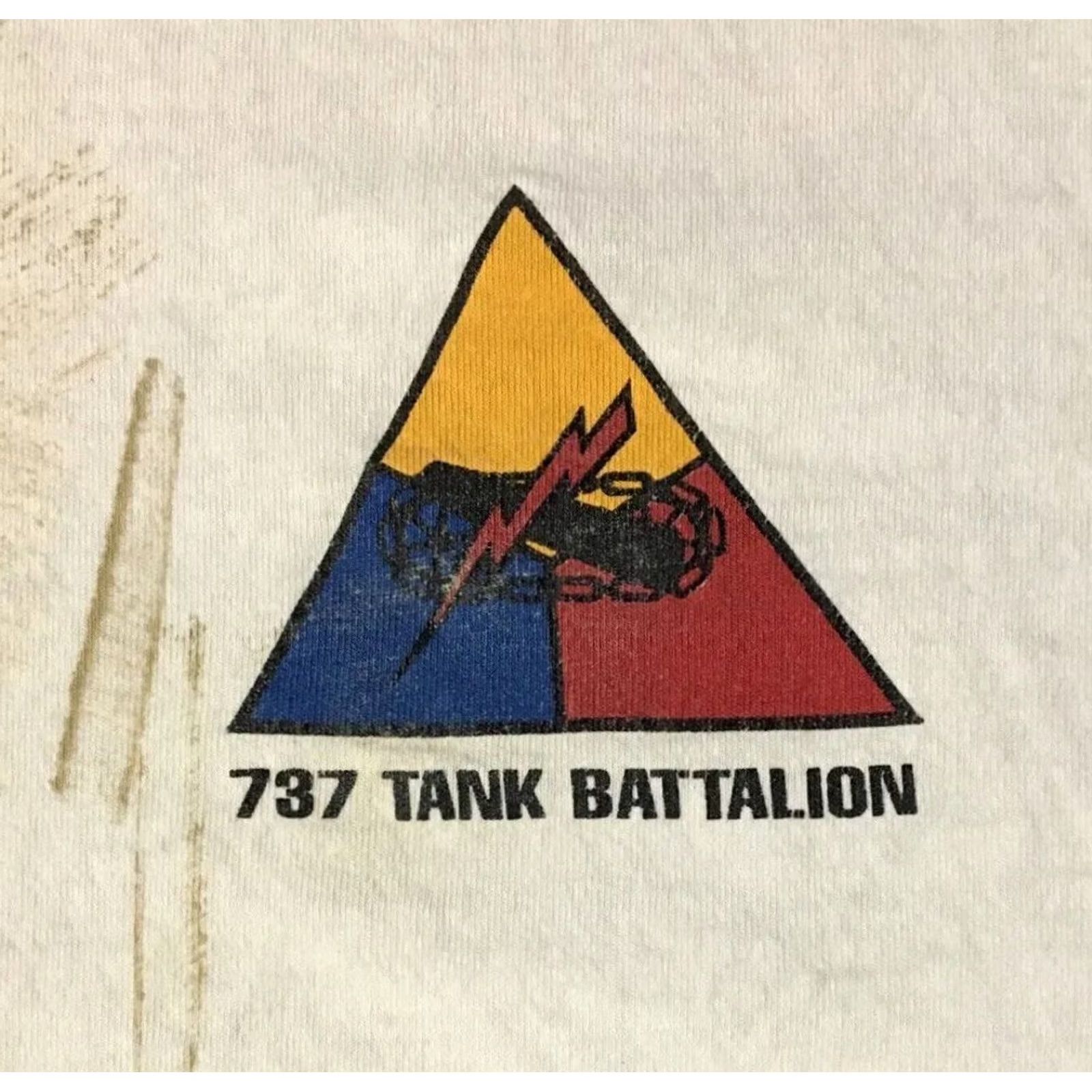 Vintage VINTAGE 90s Army Shirt 2XL White Short Sleeve Crew Neck Graphic Tee Military Grunge Patton's Spearheaders USA USMC Navy Seal California 80s 90s Size US XXL / EU 58 / 5 - 3 Thumbnail