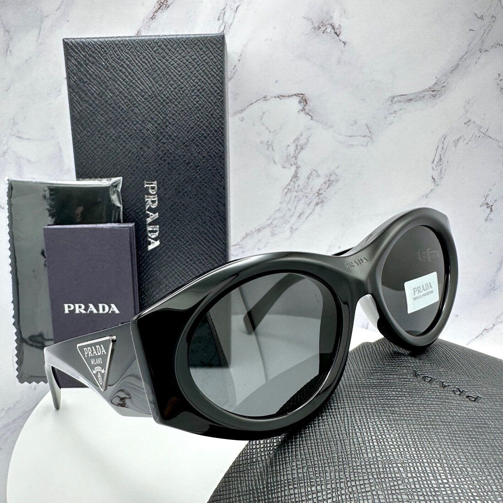 image of Prada Sunglasses Black Engraved Front Logo Triangle Plaque, Women's