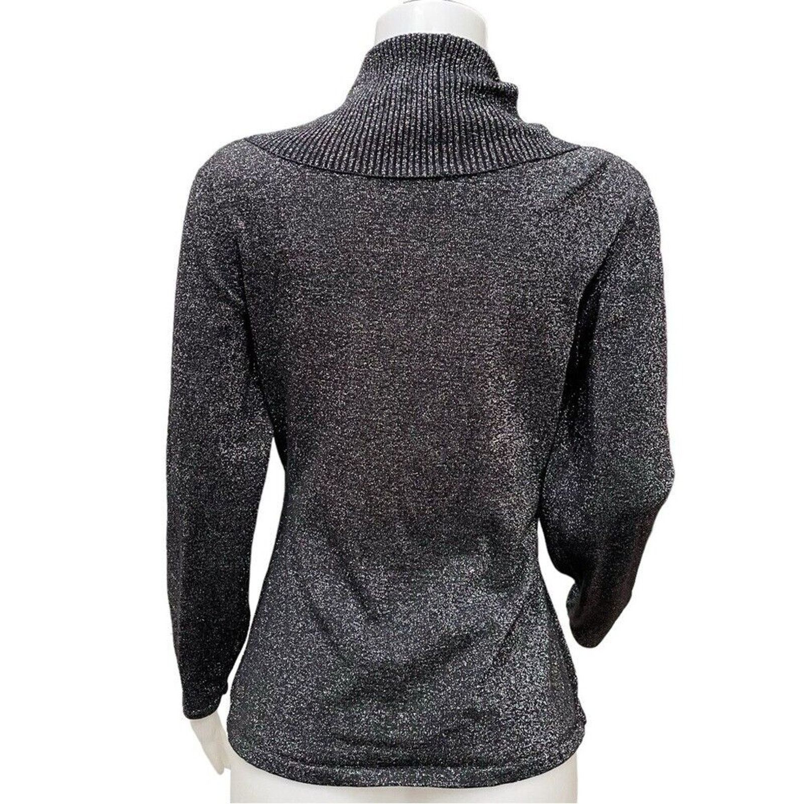 Other REBA - BLACK & SILVER METALLIC LONG SLEEVE WRAP SWEATER SZ L Size L / US 10 / IT 46 - 5 Thumbnail