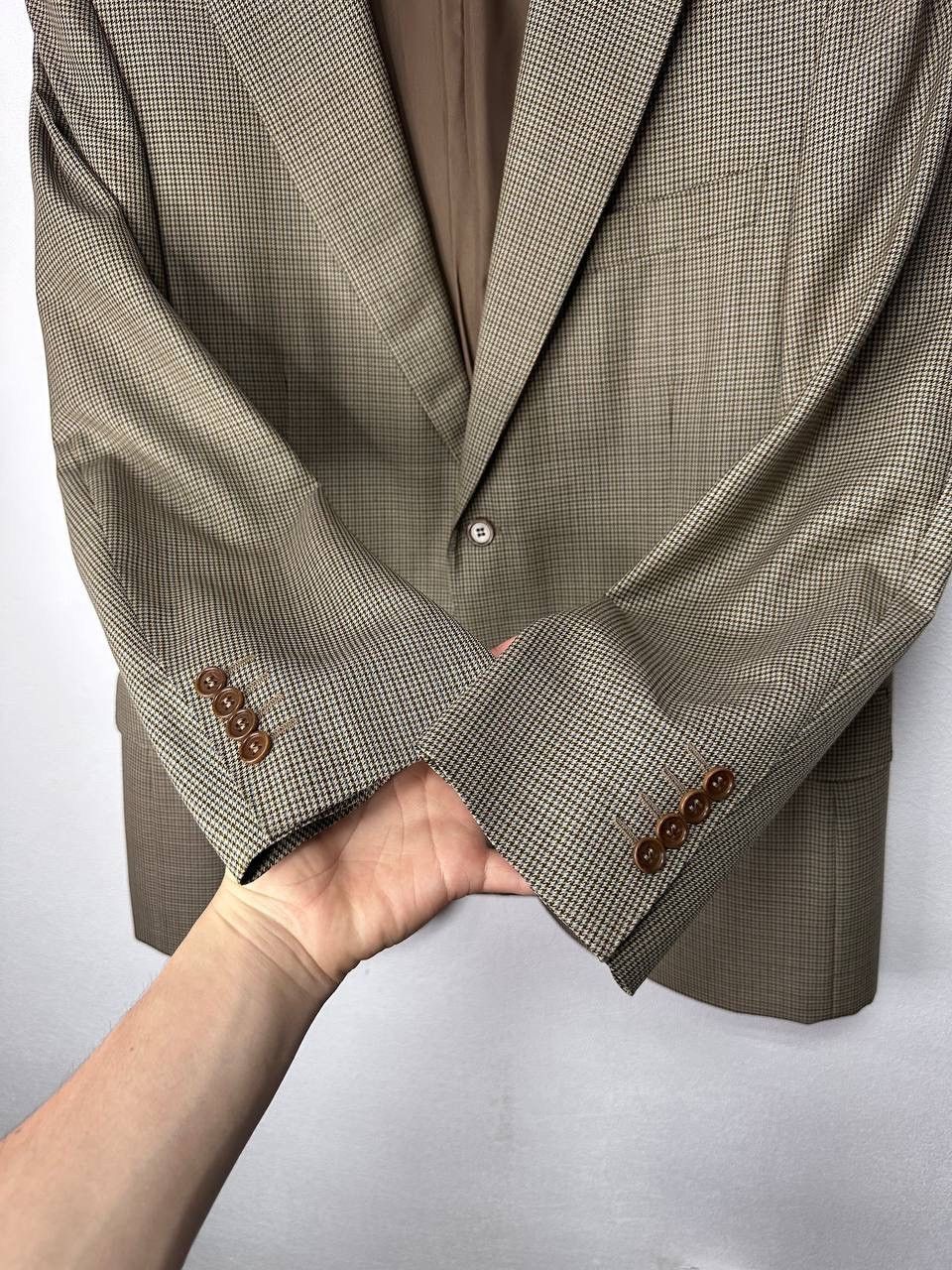 Canali Canali Wool Blazer Brown Houndstooth Made in Italy Size 54 Size 44R - 3 Thumbnail