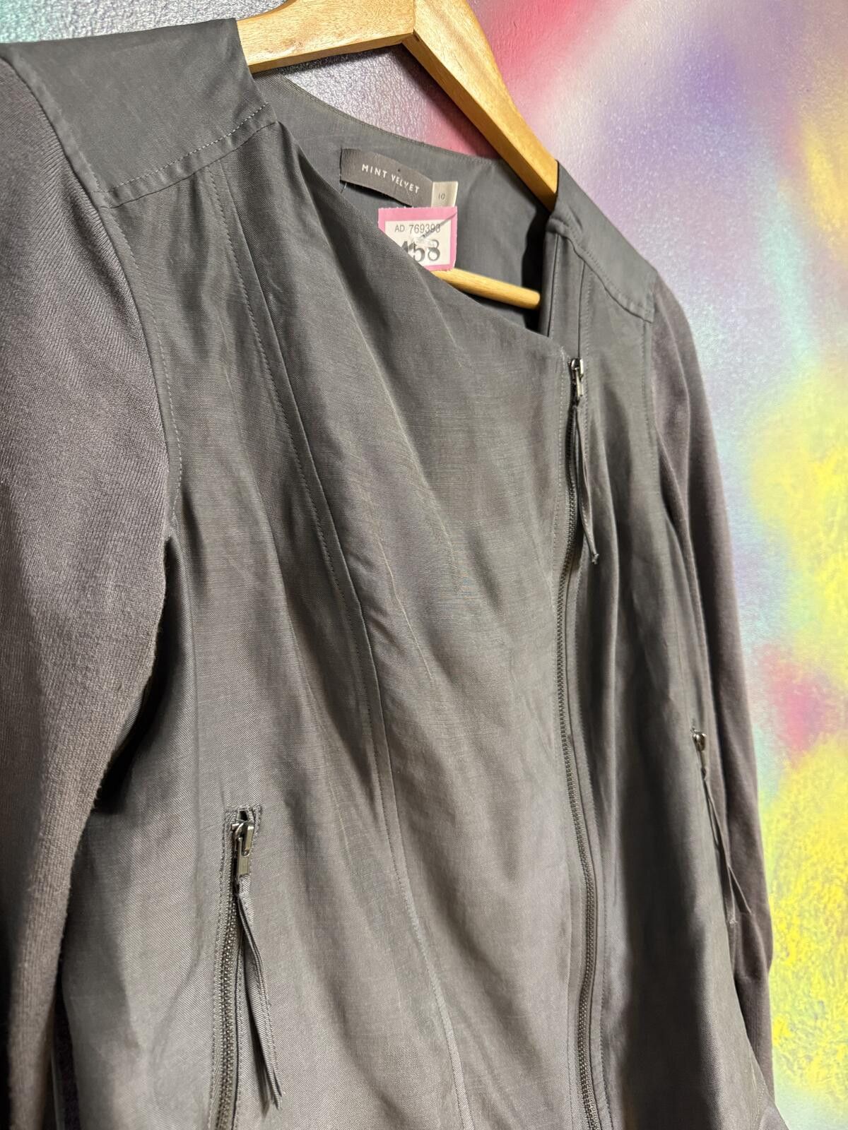 Other Mint Velvet charcoal grey Asymmetric Zip Biker jacket Size M / US 6-8 / IT 42-44 - 3 Thumbnail