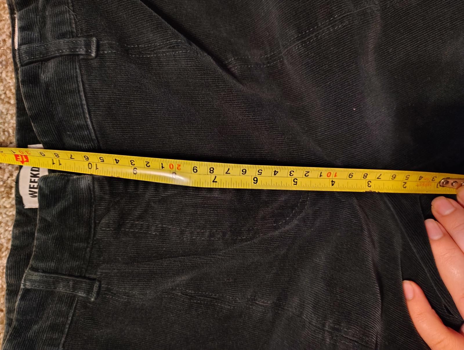 Designer Weekday Dark Green Corduroy Pants Flared Ziper Size XS 25W Size 25" / US 0 / IT 36 - 7 Thumbnail