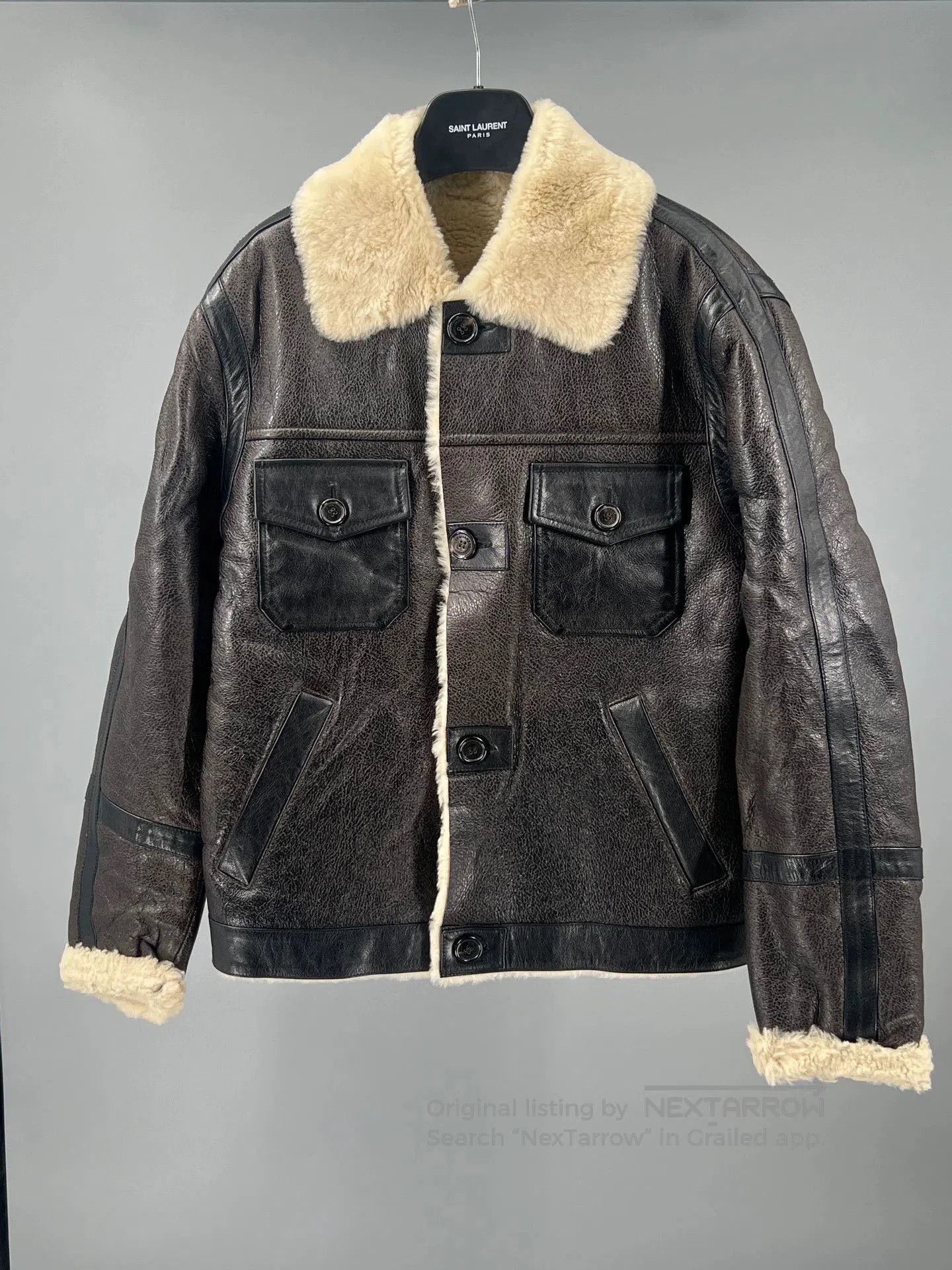 Dsquared2 dsquared2 men's brown shearling leather jacket. Size US L / EU 52-54 / 3 - 1 Thumbnail