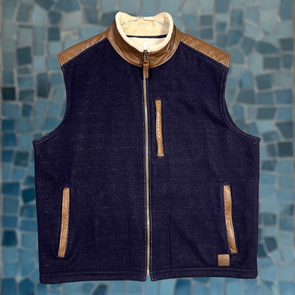 Vintage Overland Vest Mens M Wool Leather Trim Outdoor Rugged Full Zip Fur Fleece Knit Size US M / EU 48-50 / 2 - 1 Thumbnail