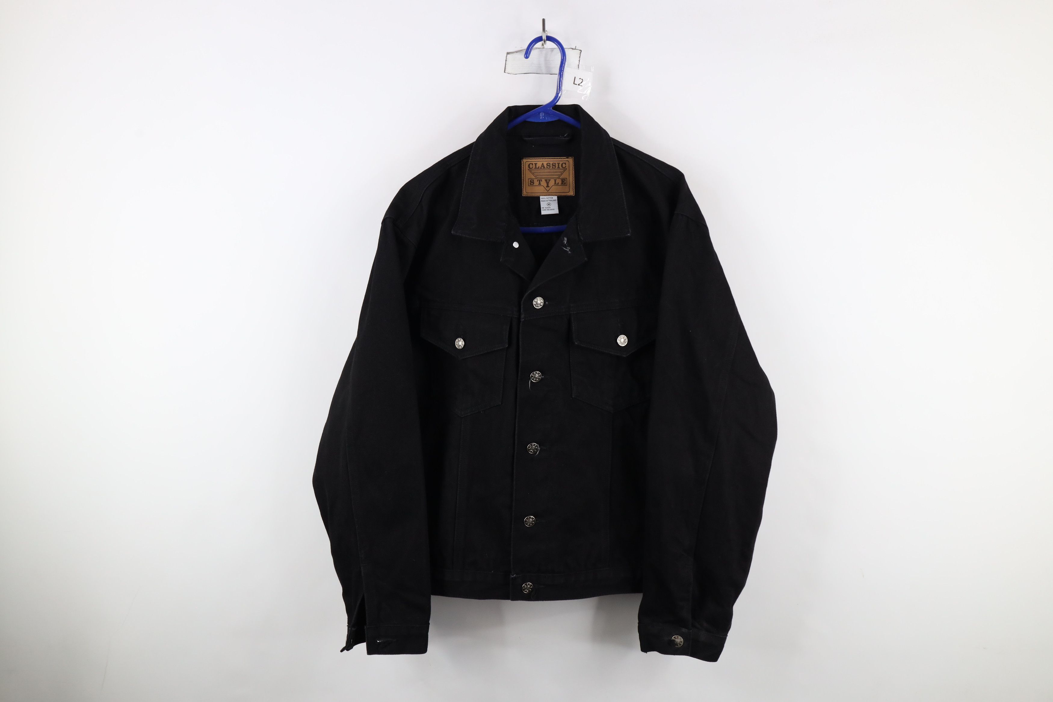 Vintage 90s Streetwear Jean Trucker Jacket Black Cotton