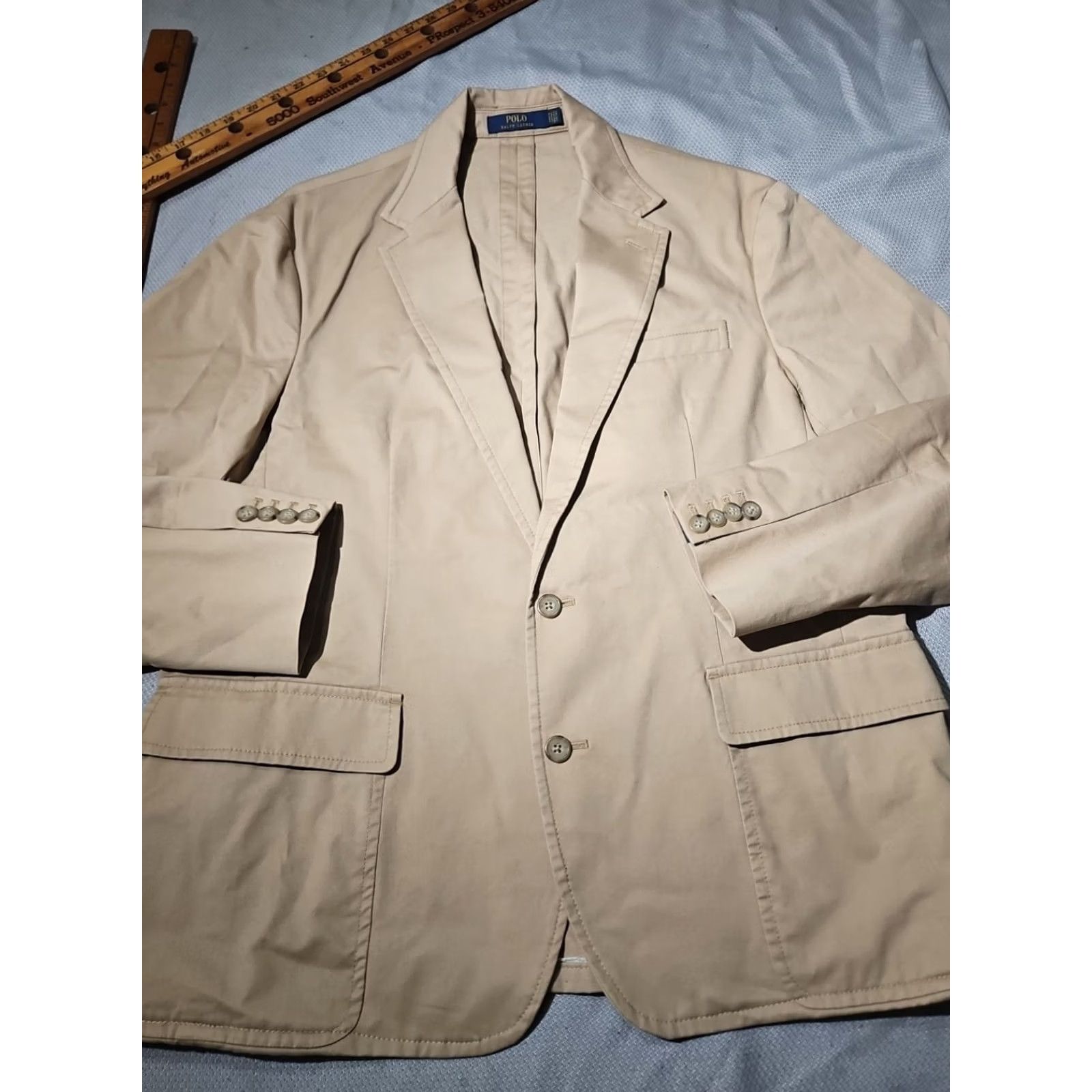 Ralph Lauren VINTAGE Polo Ralph Lauren Jacket Mens XL Beige Cotton Chino Blazer Unstructured Preppy Size US XL / EU 56 / 4 - 2 Thumbnail