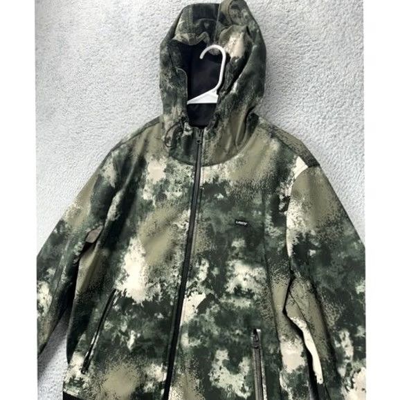 Levi's VINTAGE? Levis Full Zip Jacket Mens L Green Camouflage Soft Shell Hoodie Pockets Logo Size US L / EU 52-54 / 3 - 7 Thumbnail