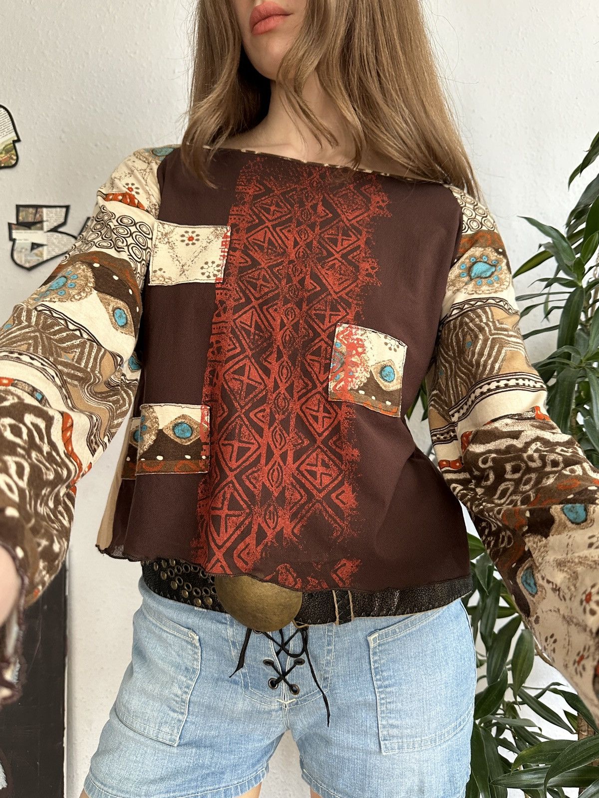 Vintage Vintage Graphic Printed Abstract Long Sleeve Top Size ONE SIZE - 8 Thumbnail