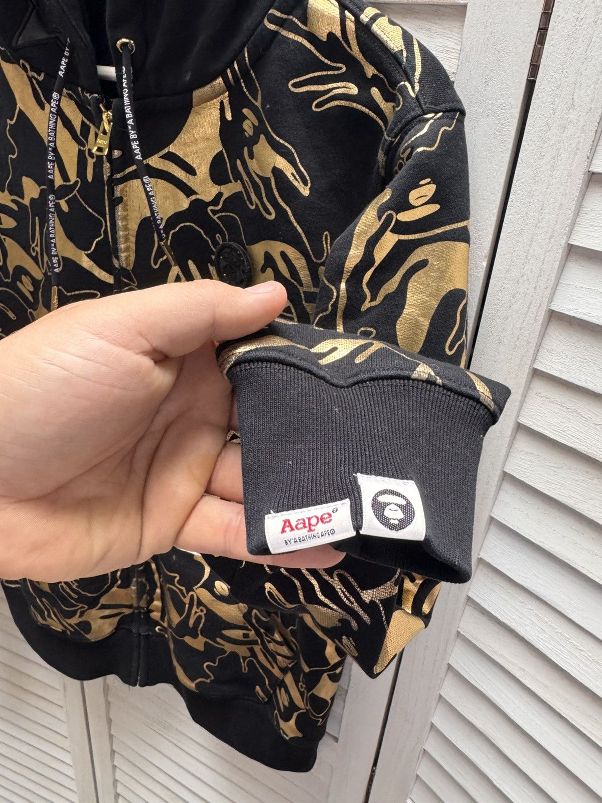 Men’s Casual AAPE Hoodie Black Gold