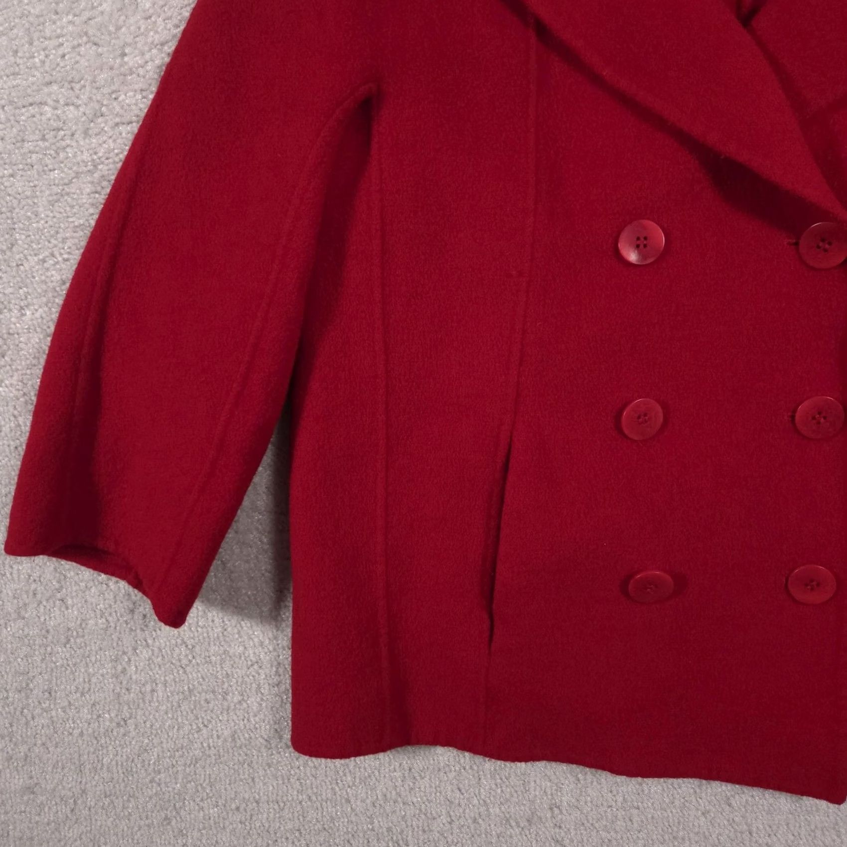 Talbots Talbots Jacket Womens 16 Red Wool Blend Pea Coat Short Double Breasted Classic Size 38" / US 16 / IT 52 - 4 Thumbnail