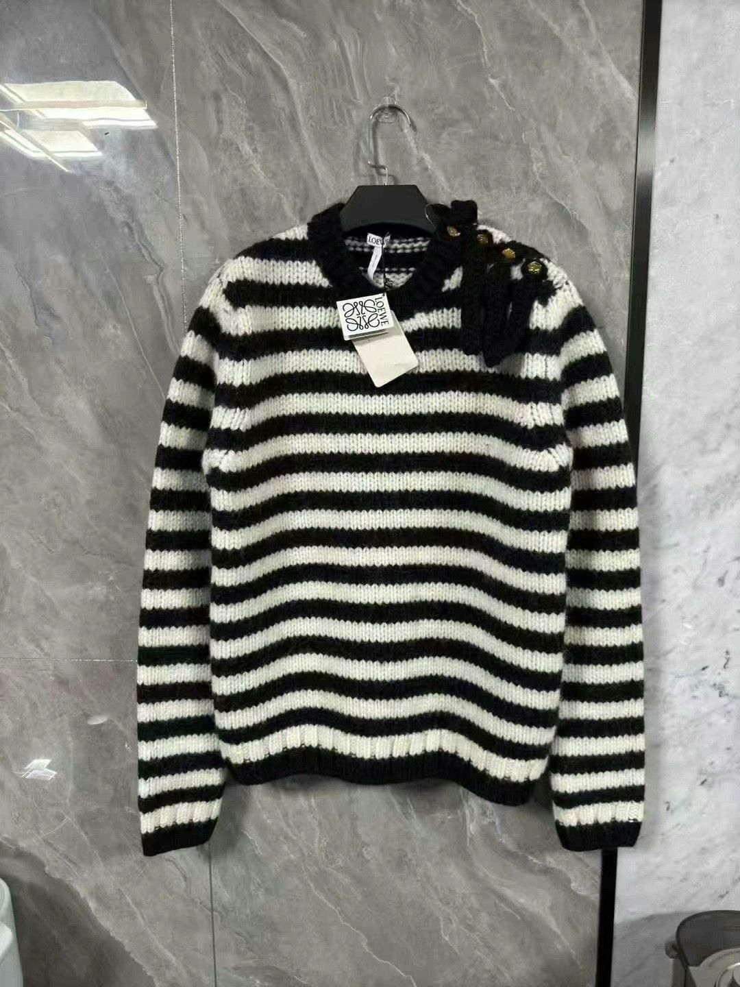 Loewe black and white striped wool sweater Size US M / EU 48-50 / 2 - 1 Thumbnail