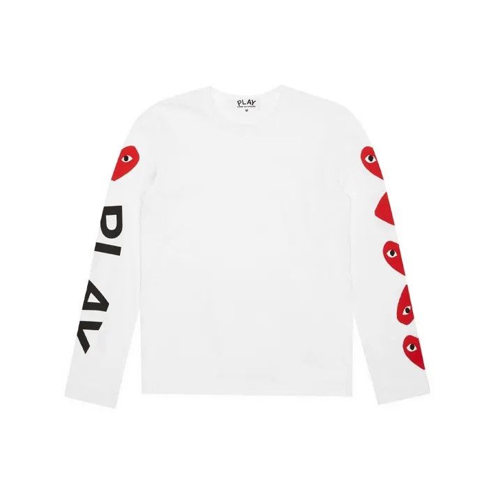 Comme des Garcons CDG Play White Long Sleeve T-Shirt with Hearts 0079 Size US S / EU 44-46 / 1 - 1 Thumbnail