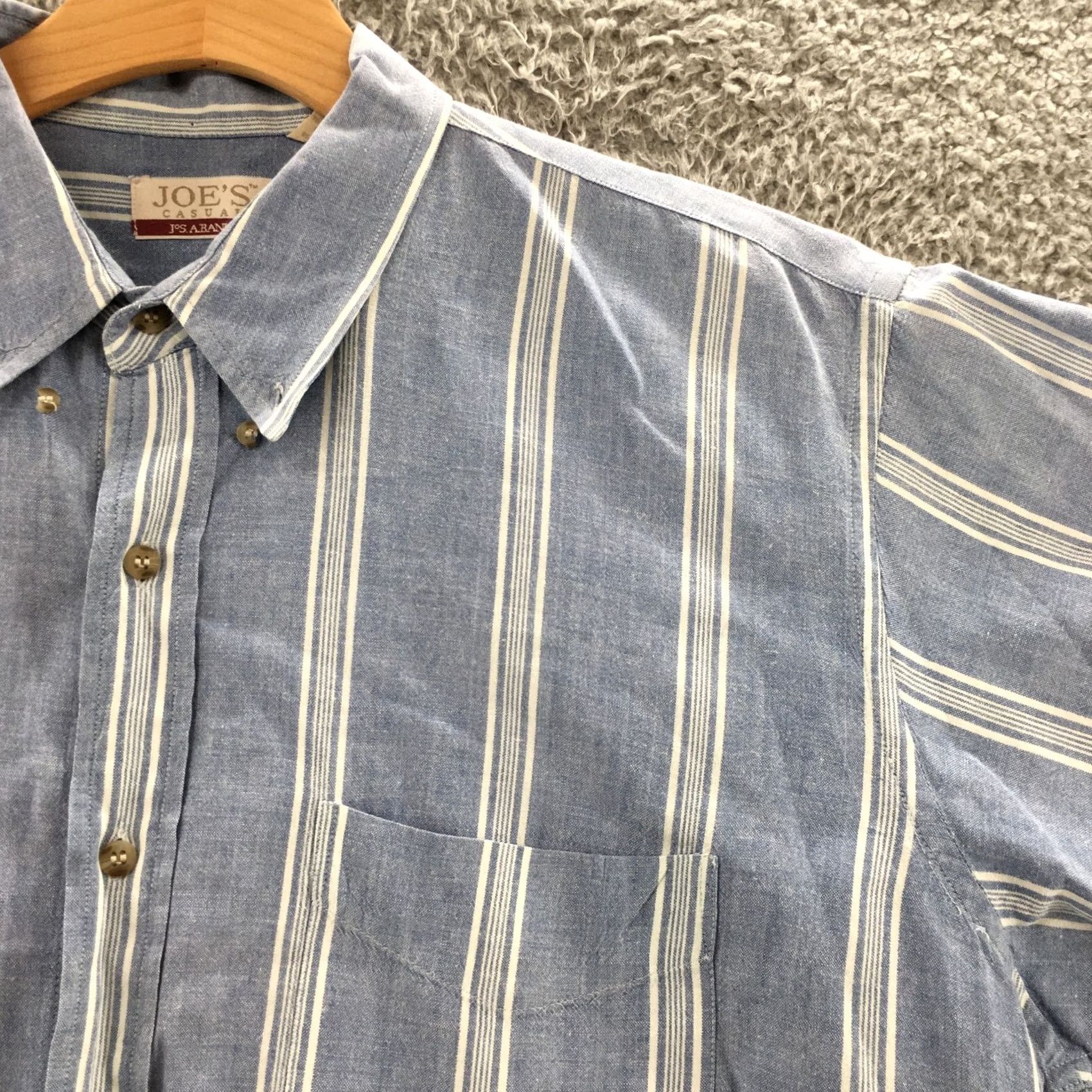 Jos. A. Bank Jos A Bank Joe's Casual Shirt Mens L Blue Striped Short Sleeve Button Up Cotton Size US L / EU 52-54 / 3 - 3 Thumbnail