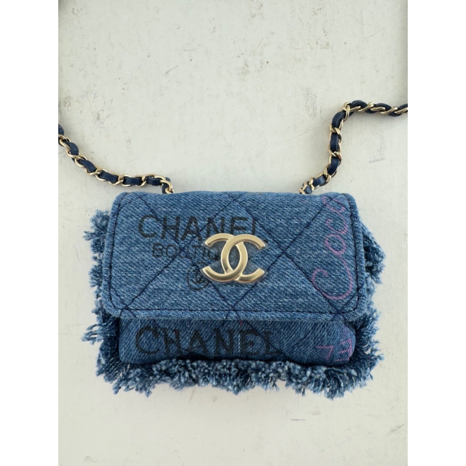 Chanel Chanel Black Pink CC Logo Frayed Credit Card Belt Bag Size ONE SIZE - 5 Thumbnail