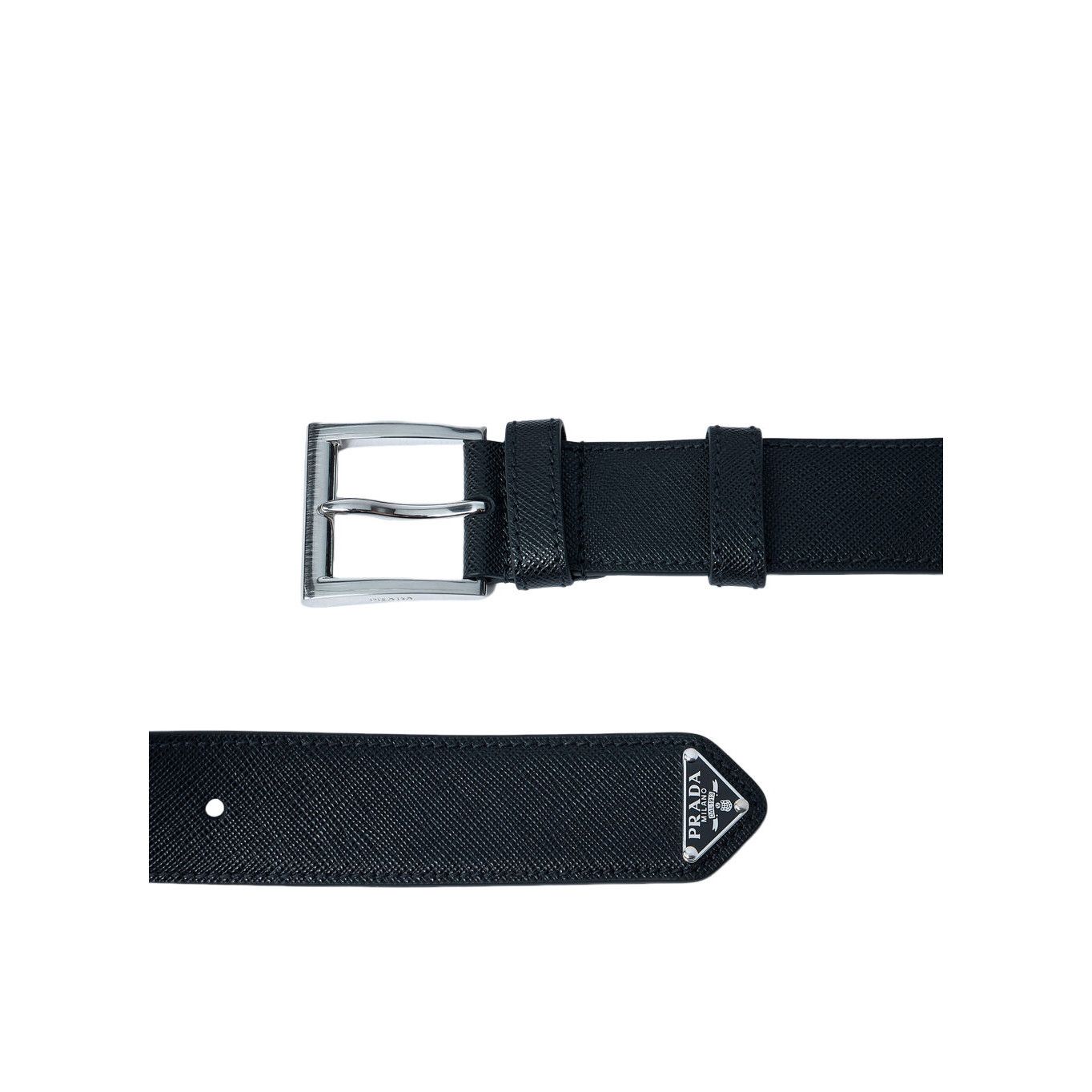 Prada PRADA Black Leather Men's Belt New & Authentic (Men's size:8 Size ONE SIZE - 3 Thumbnail