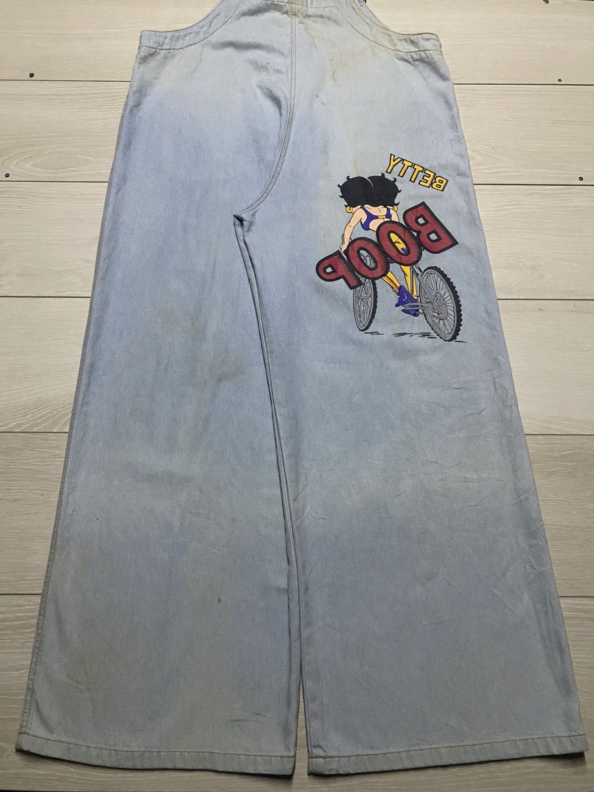 Japanese Brand Vintage Betty Boop Grunge Baggy Overall Denim Size US 33 - 2 Thumbnail