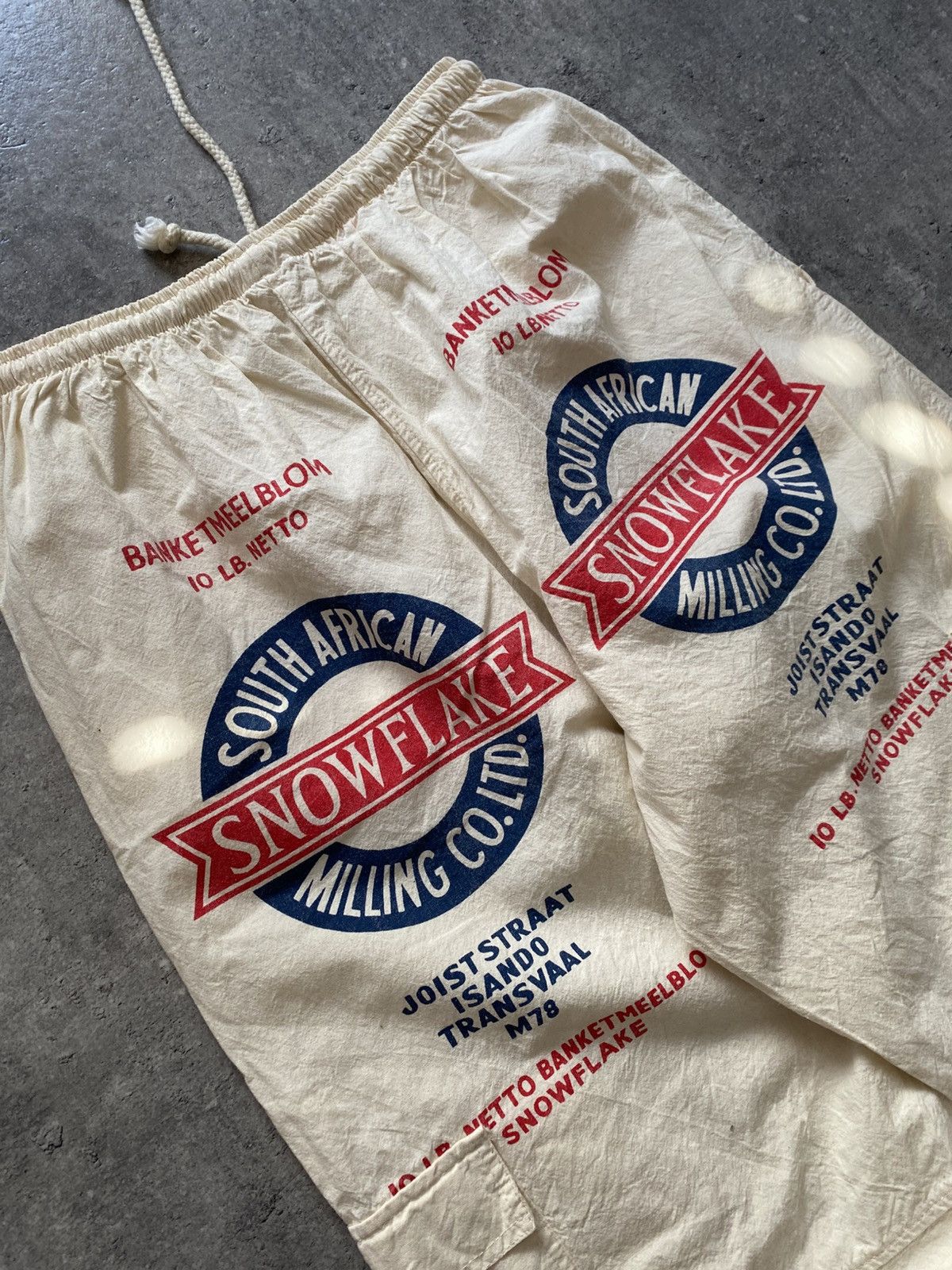 Vintage Vintage Recycled Flour Sack Bag Cargo Beige Pants Size US 32 / EU 48 - 6 Thumbnail