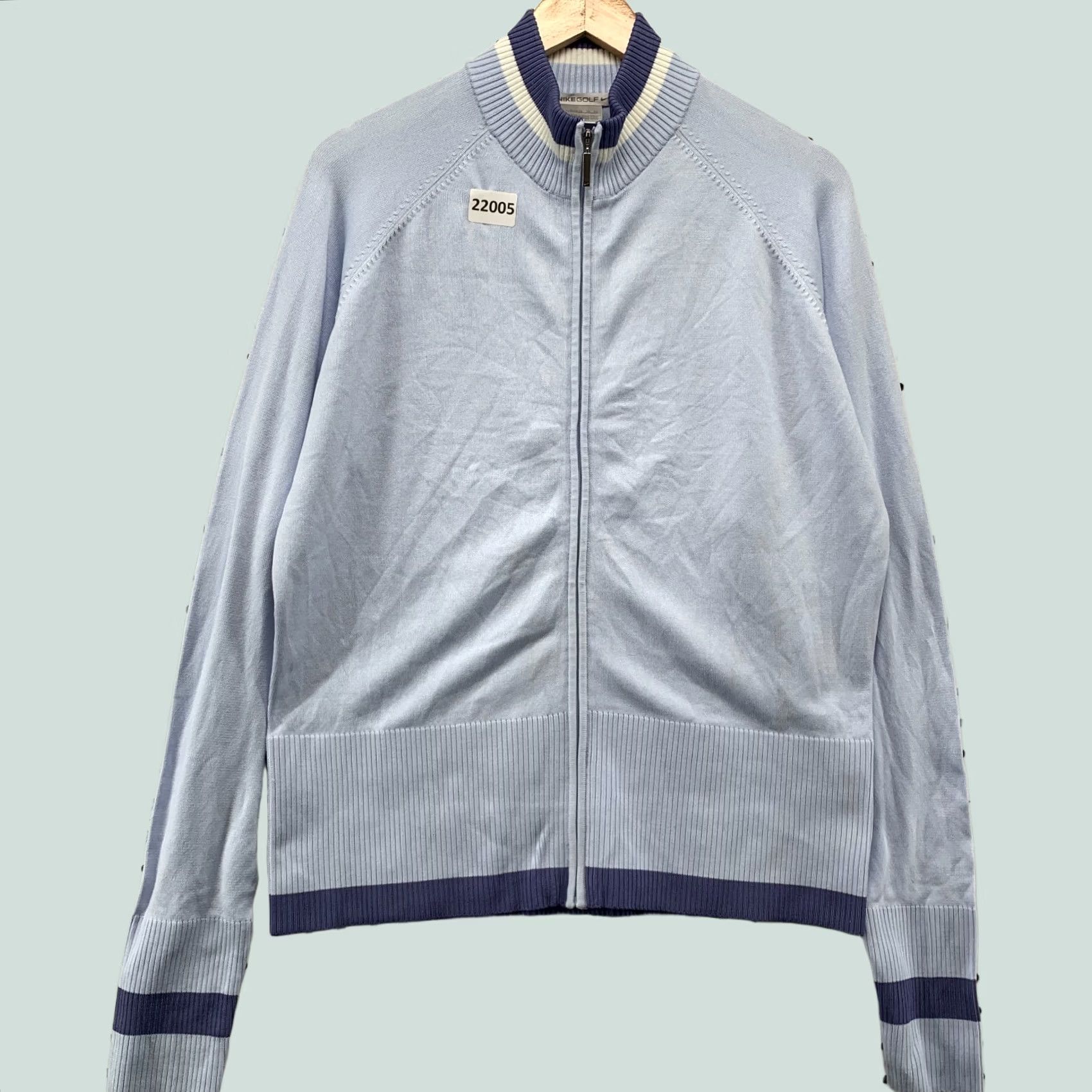 Nike Nike Golf Sweater Sky Blue Full Zip Ribbed Knit Womens XL Size XL / US 12-14 / IT 48-50 - 1 Thumbnail