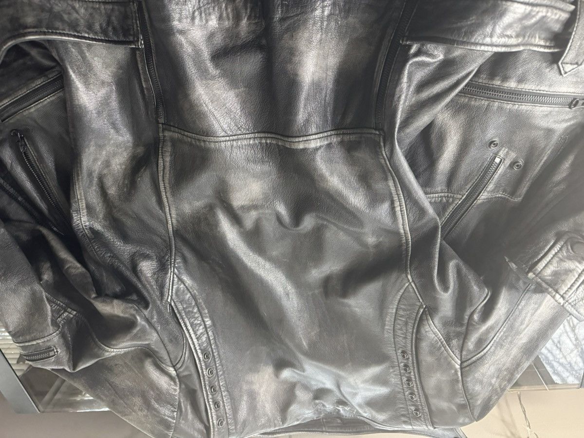 Other Mens Taylor Rub-off Zippered Gray Motorcycle Leather Jacket Size US XXL / EU 58 / 5 - 6 Thumbnail