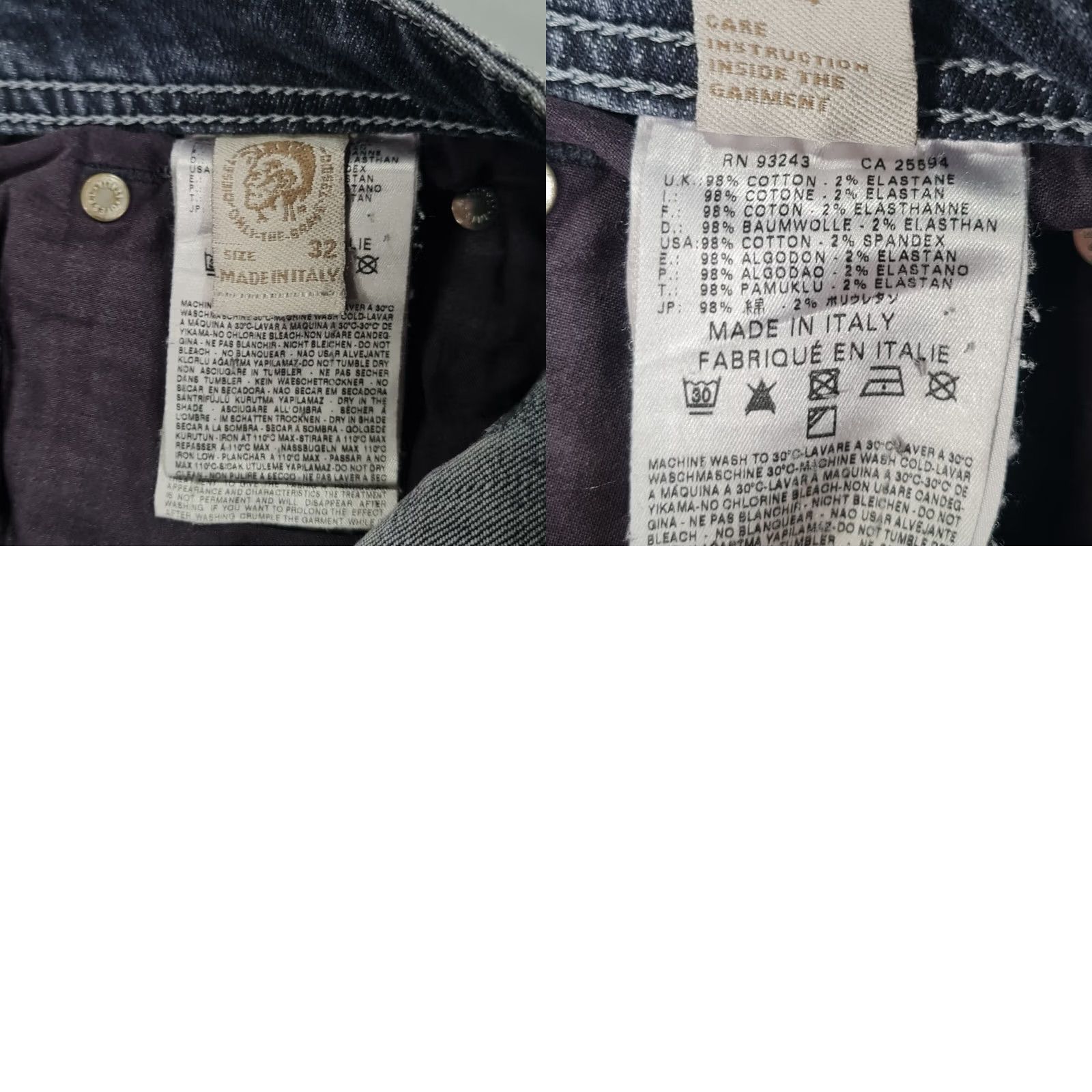 Diesel Diesel Jeans Straight Leg Distressed W32 L33 Made In Italy Regular Mens Denim 100% Cotton Grey Medium Wash Pockets Size US 32 / EU 48 - 10 Thumbnail