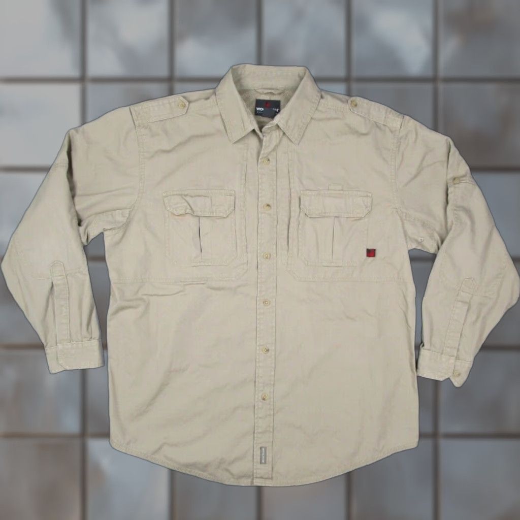 Vintage Woolrich Elite Series Men's XL Beige Twill Button-Up Safari Shirt Long Sleeve Casual Outdoor Size US XL / EU 56 / 4 - 1 Thumbnail