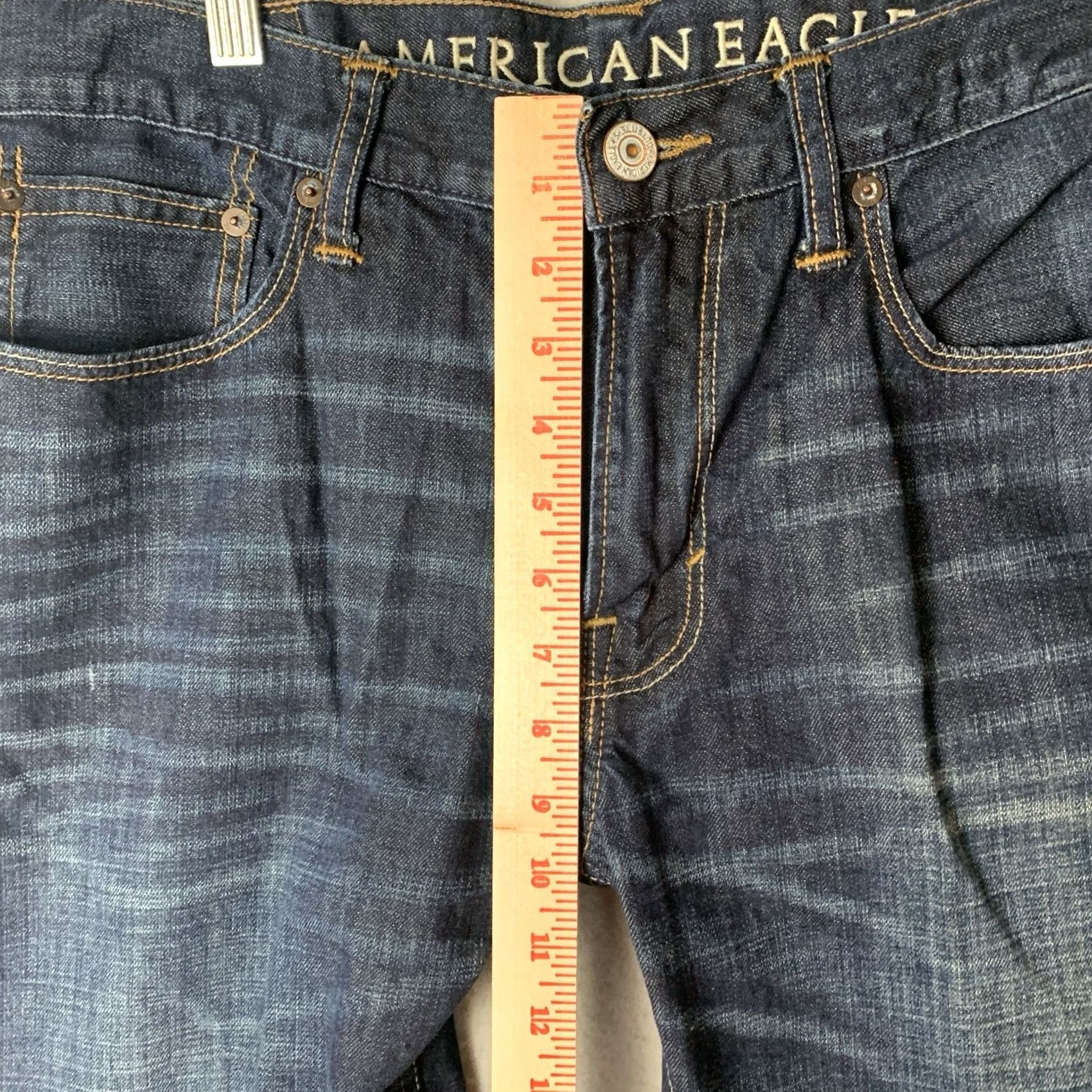 Vintage American Eagle Jeans Mens 33x30 Blue Low Rise Bootcut Regular Inseam 30in Denim Cotton Zipper Button Logo Size US 33 - 7 Thumbnail