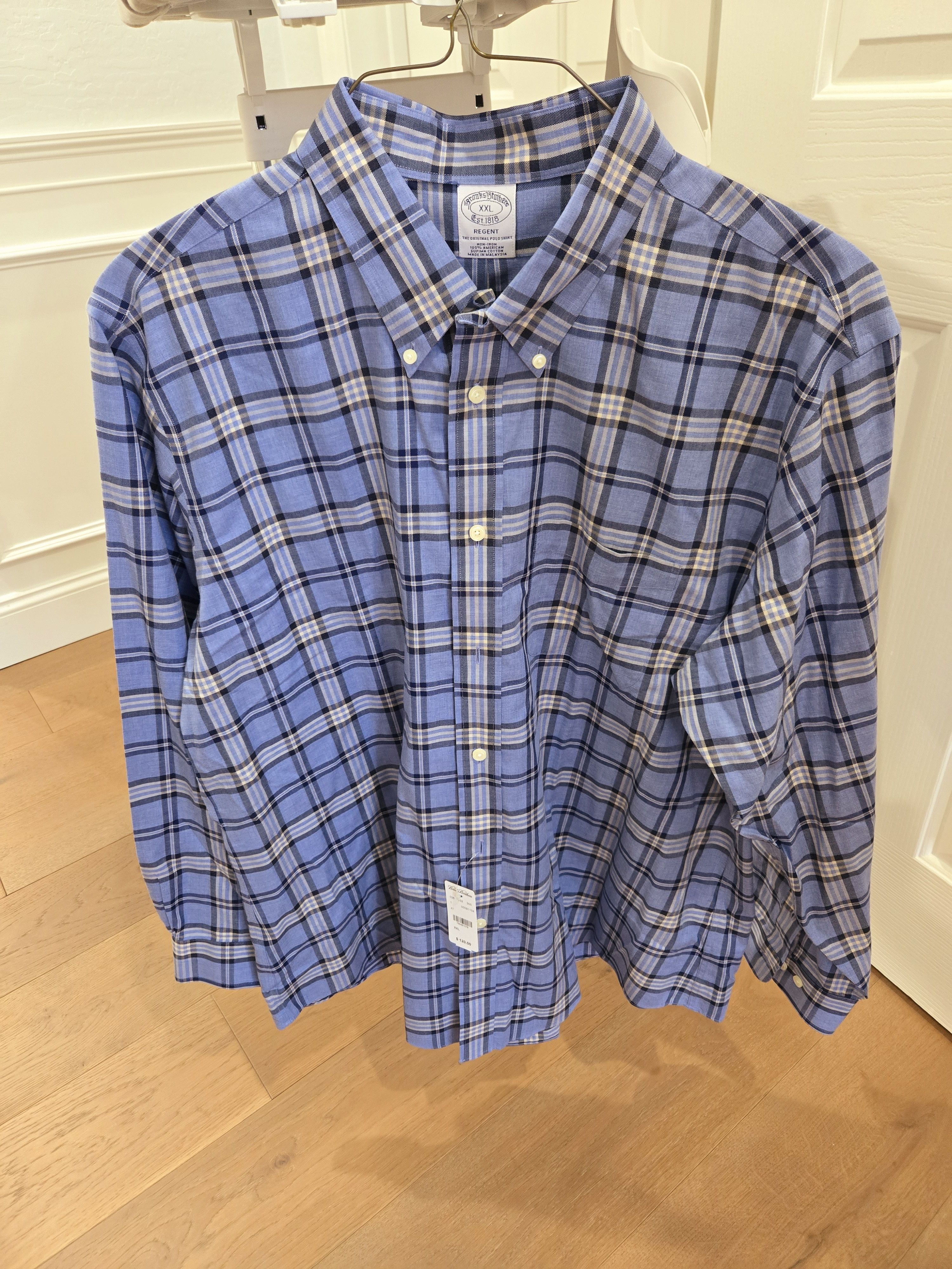 Brooks Brothers Brooks Brothers Blue Plaid Regents Shirt - NEW Size US XXL / EU 58 / 5 - 8 Thumbnail