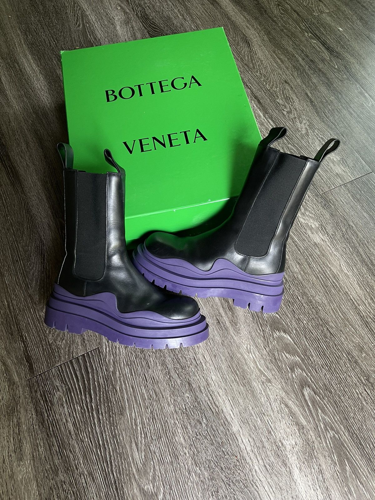 Bottega Veneta Bottega Veneta Tire Boots Purple Black | Grailed