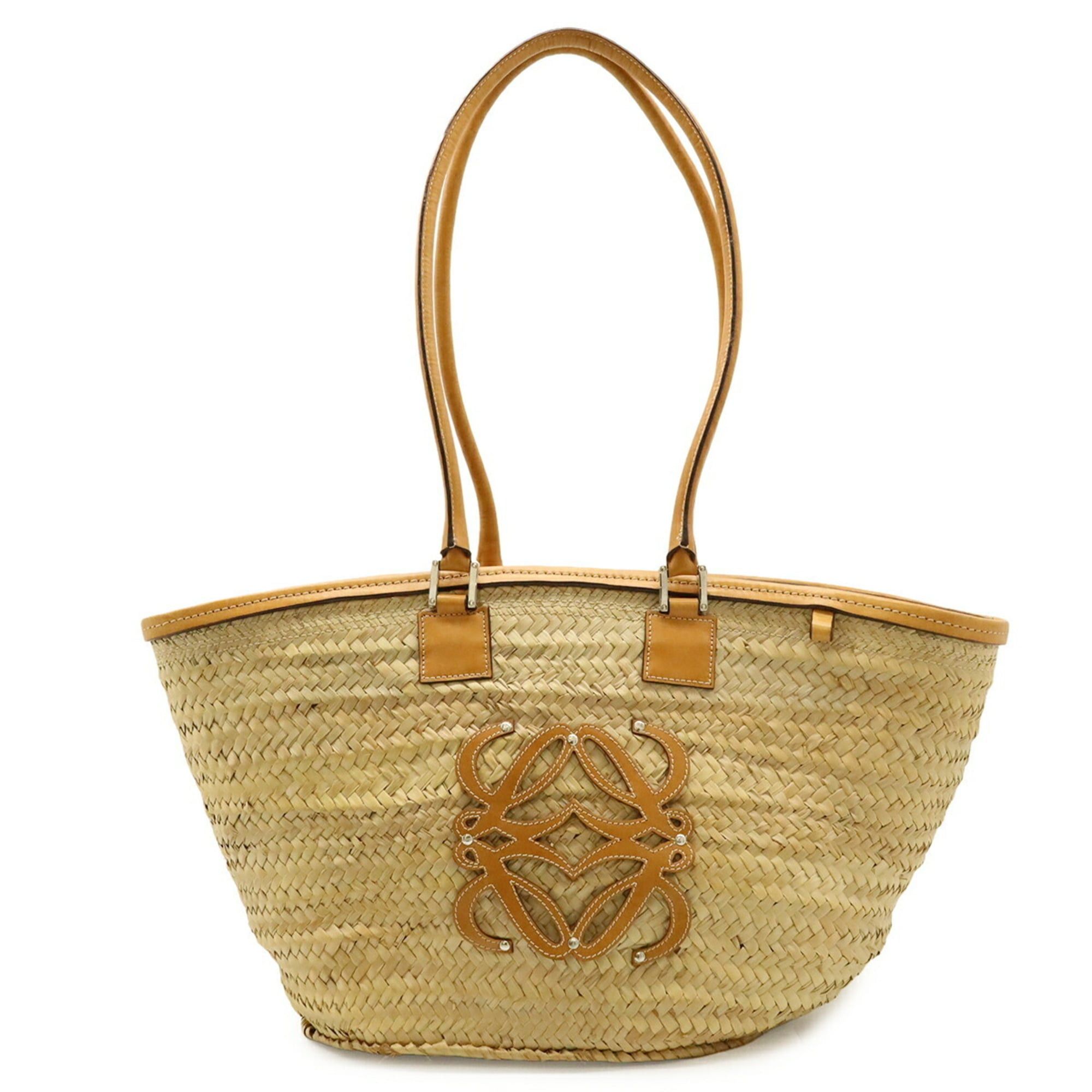 Loewe LOEWE Anagram Basket Bag, Large Raffia Straw Leather, Natural Tan Brown Size ONE SIZE - 1 Thumbnail
