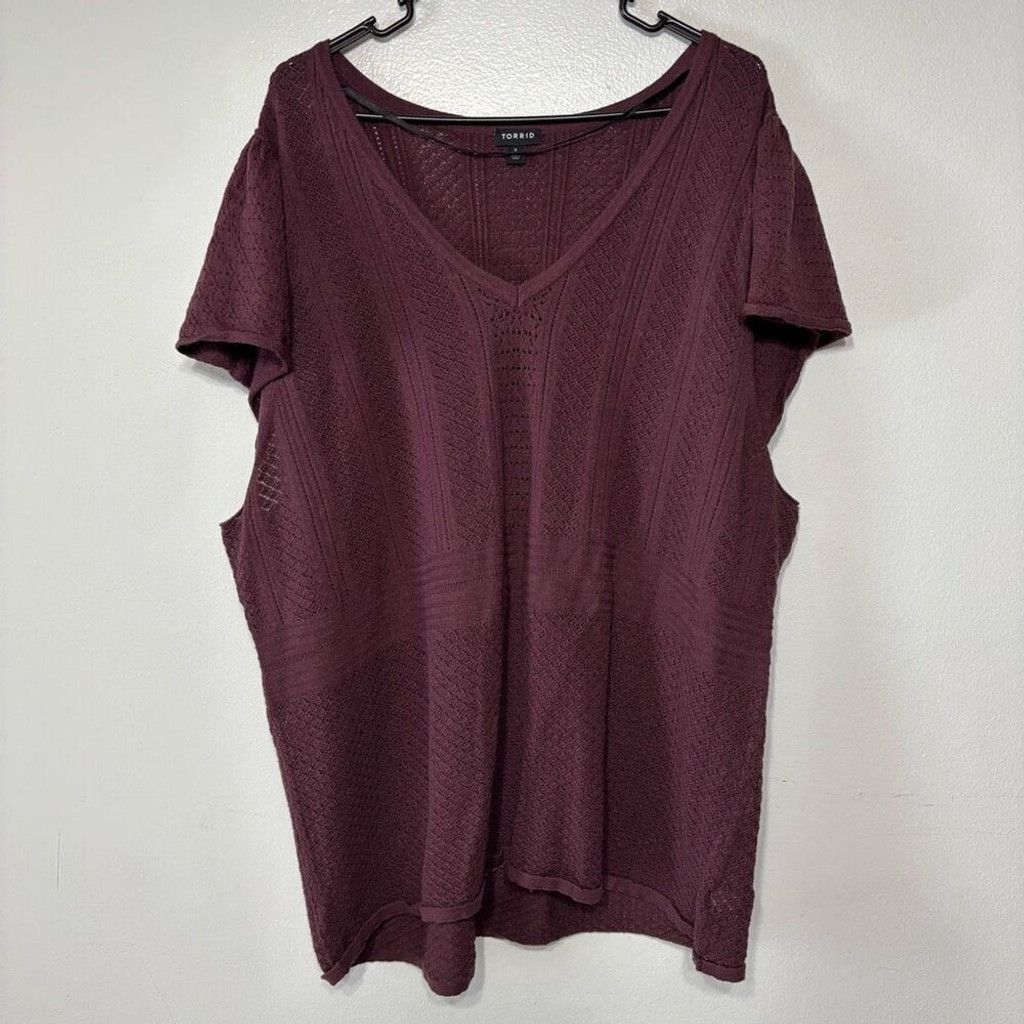 Torrid Torrid Everyday Maroon Soft Pullover Pointelle Knit Sweater Size M / US 6-8 / IT 42-44 - 1 Thumbnail