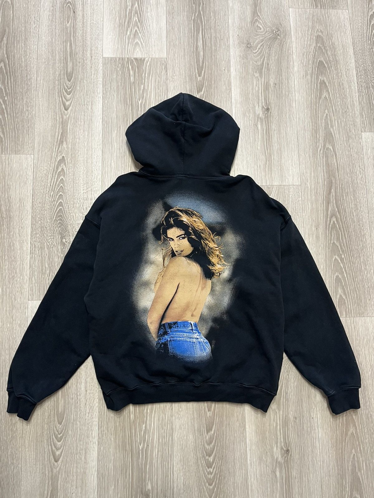 RE/DONE Re/Done Cindy Crawford Black Hoodie Big Logo Cindy USA Made Size US S / EU 44-46 / 1 - 1 Thumbnail